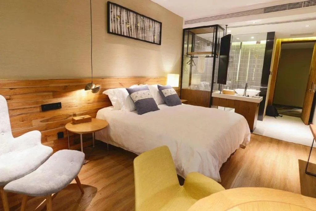 Bed in Yiqi Ecological Art Hotel Hangzhou Xixi Wetland Park Branch