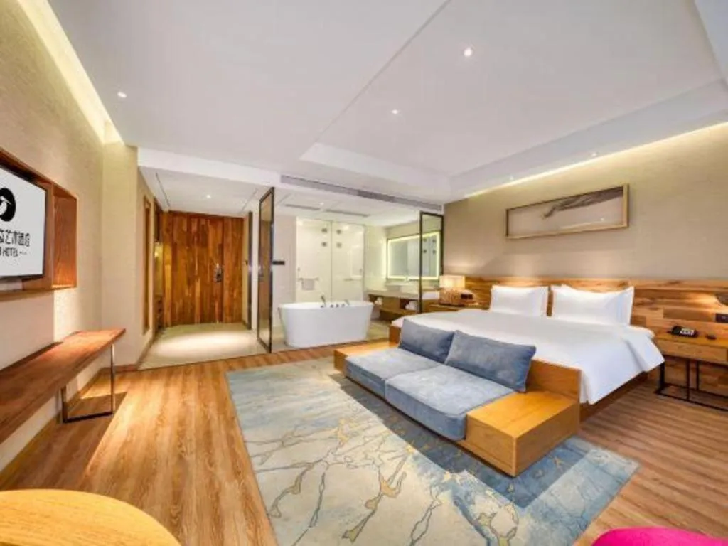 Bed in Yiqi Ecological Art Hotel Hangzhou Xixi Wetland Park Branch