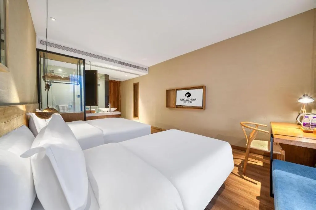 Bed in Yiqi Ecological Art Hotel Hangzhou Xixi Wetland Park Branch