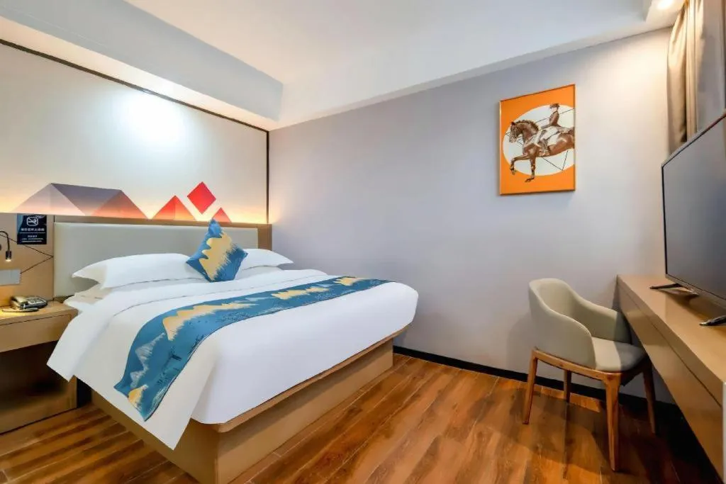 Bed in Borrman Hotel Nanning Anji Passenger Station Xijin Metro Station