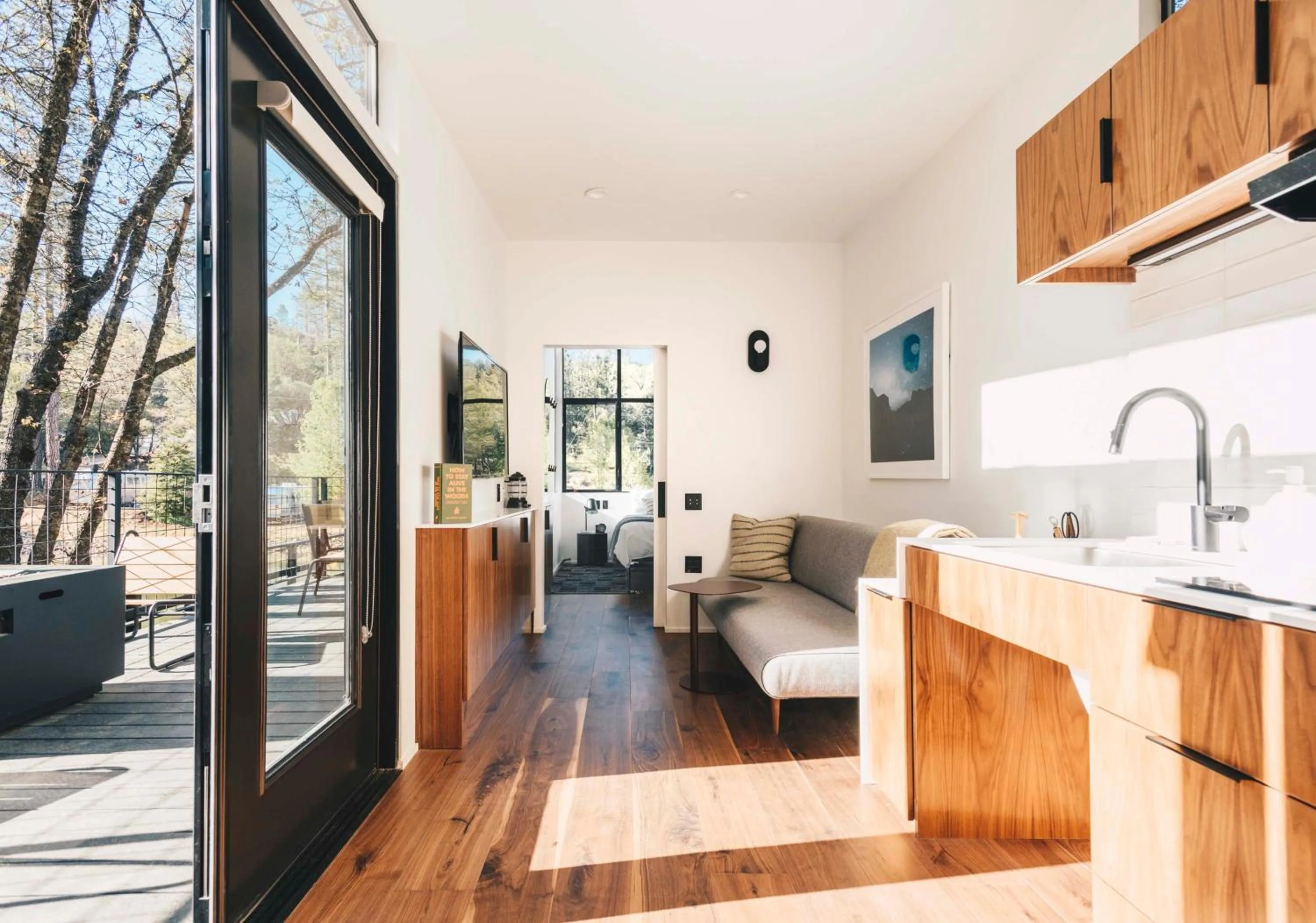 Living room in AutoCamp Sequoia