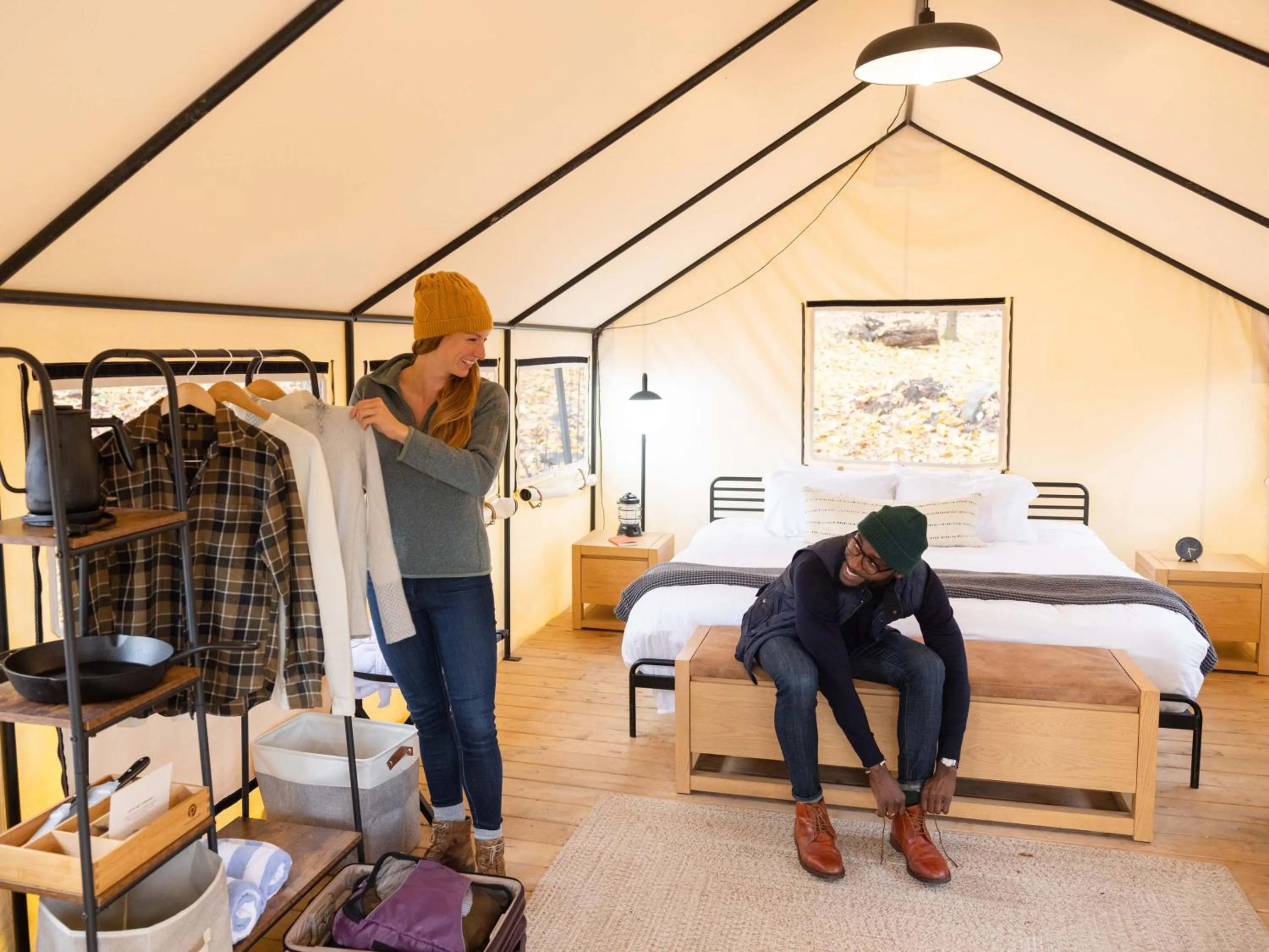 Bed in AutoCamp Sequoia