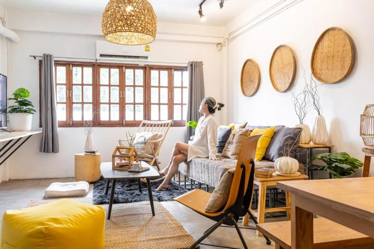 Living room in Near One Nimman 4Bedrooms TownHouse