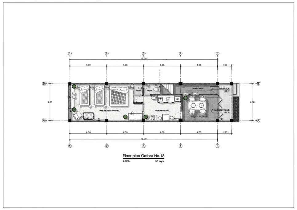 Floor plan in Near One Nimman 1 Bedroom in TownHouse