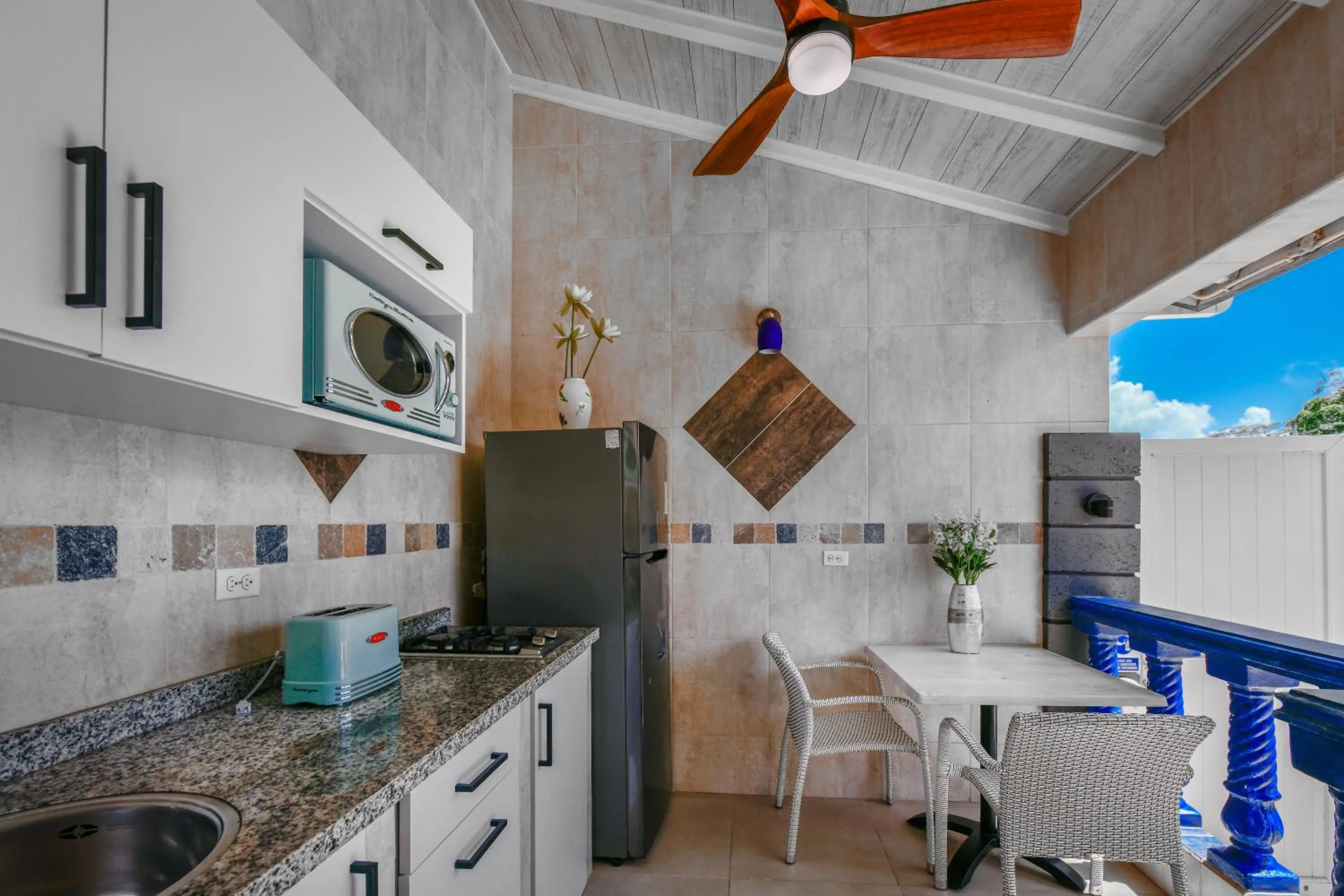 Kitchen or kitchenette in Boutique Hotel Swiss Paradise Aruba Villas and Suites