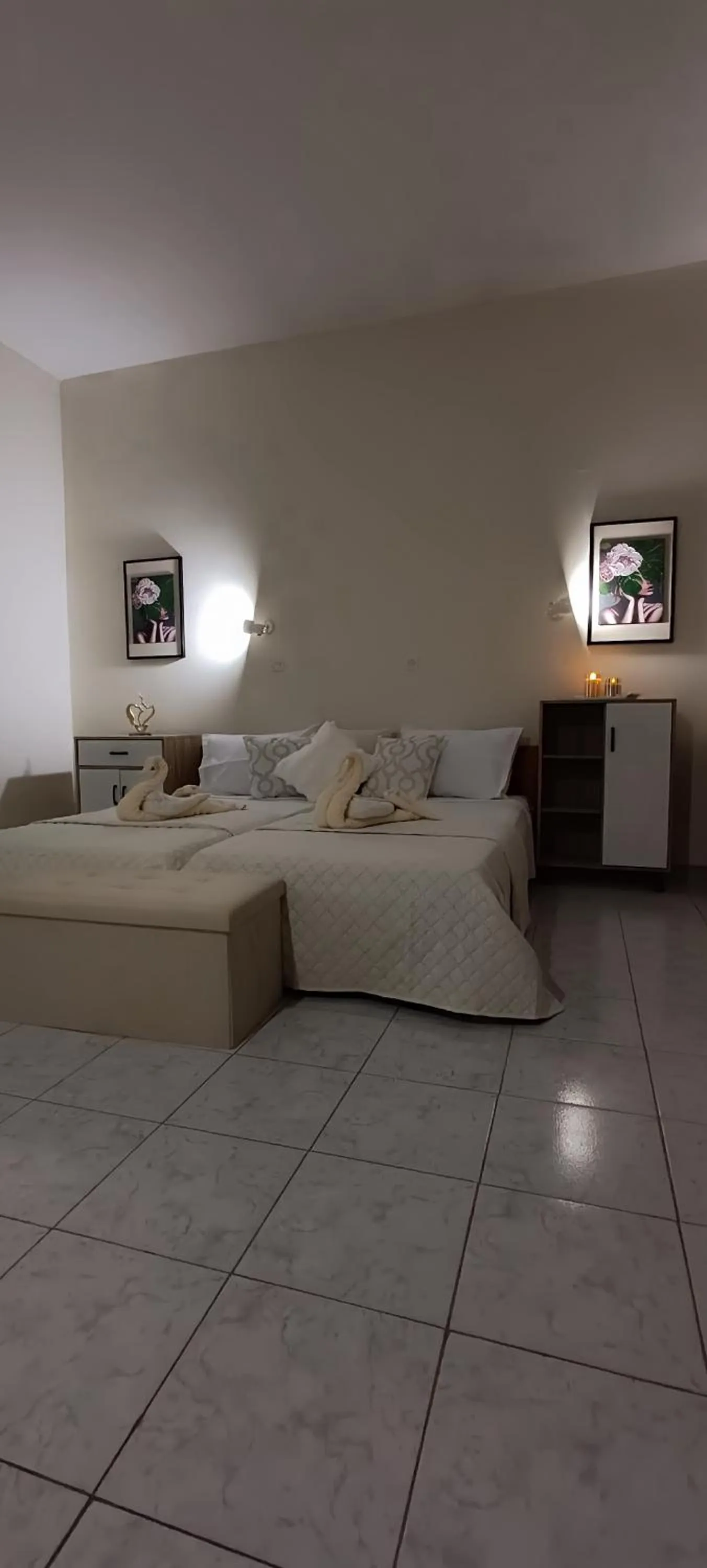 Bed in Pyrgos Hotel Apartments