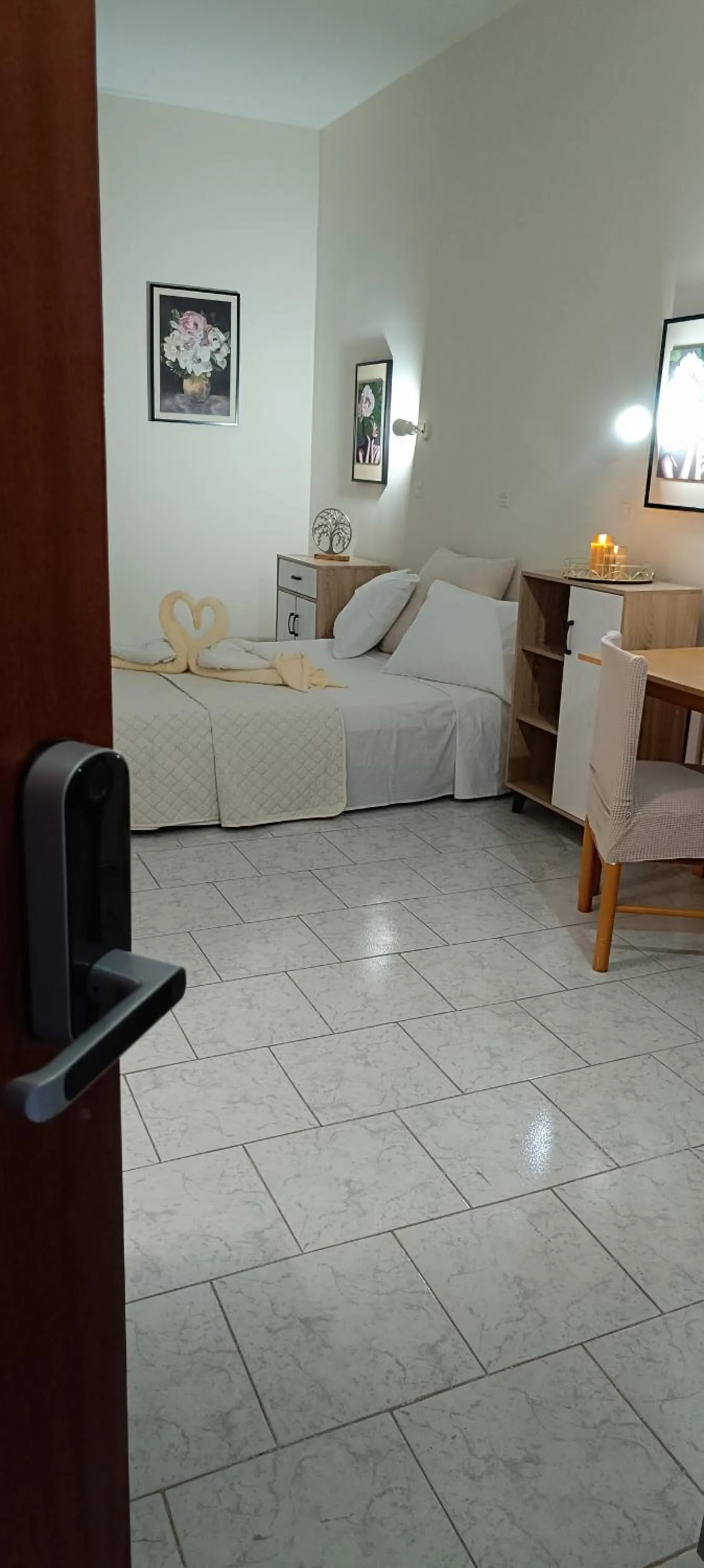 Bed in Pyrgos Hotel Apartments