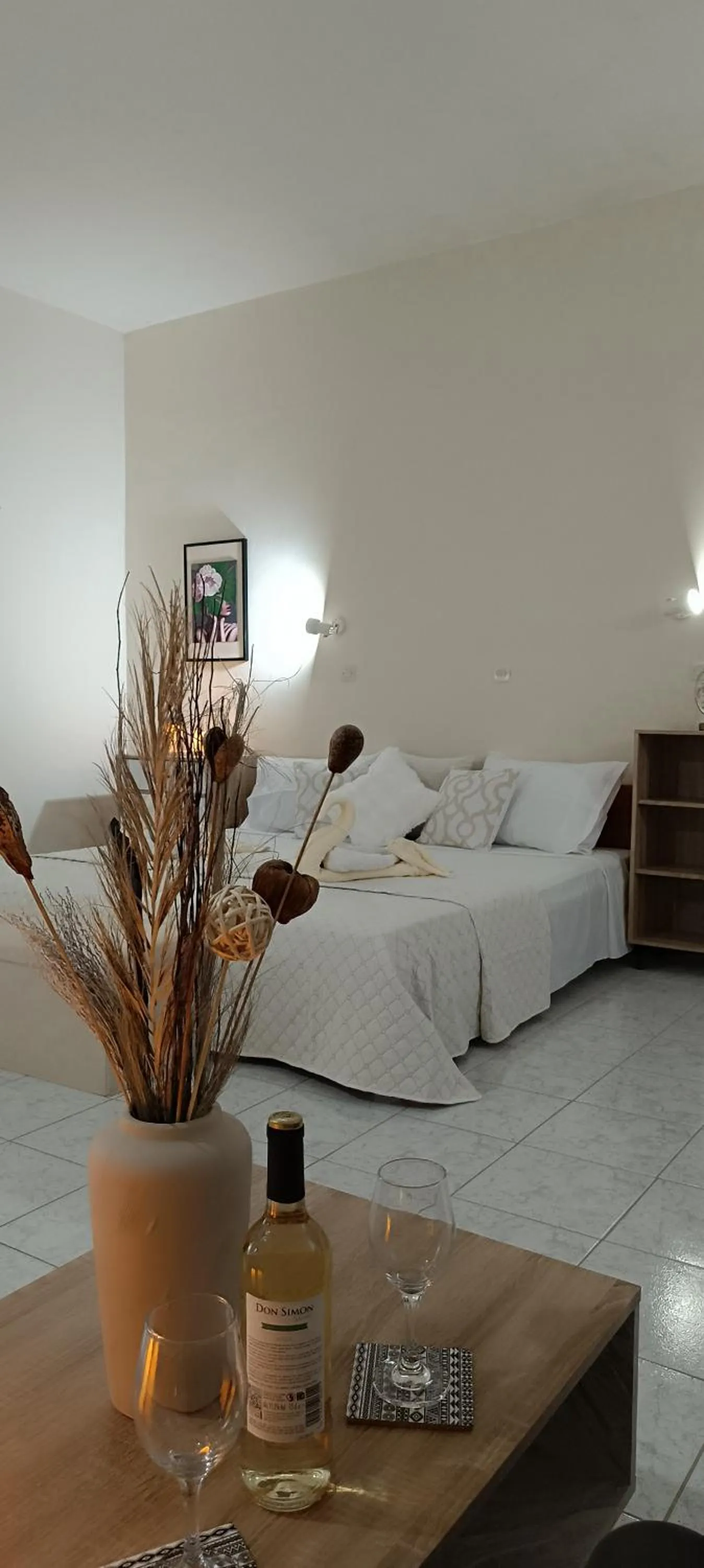 Bed in Pyrgos Hotel Apartments