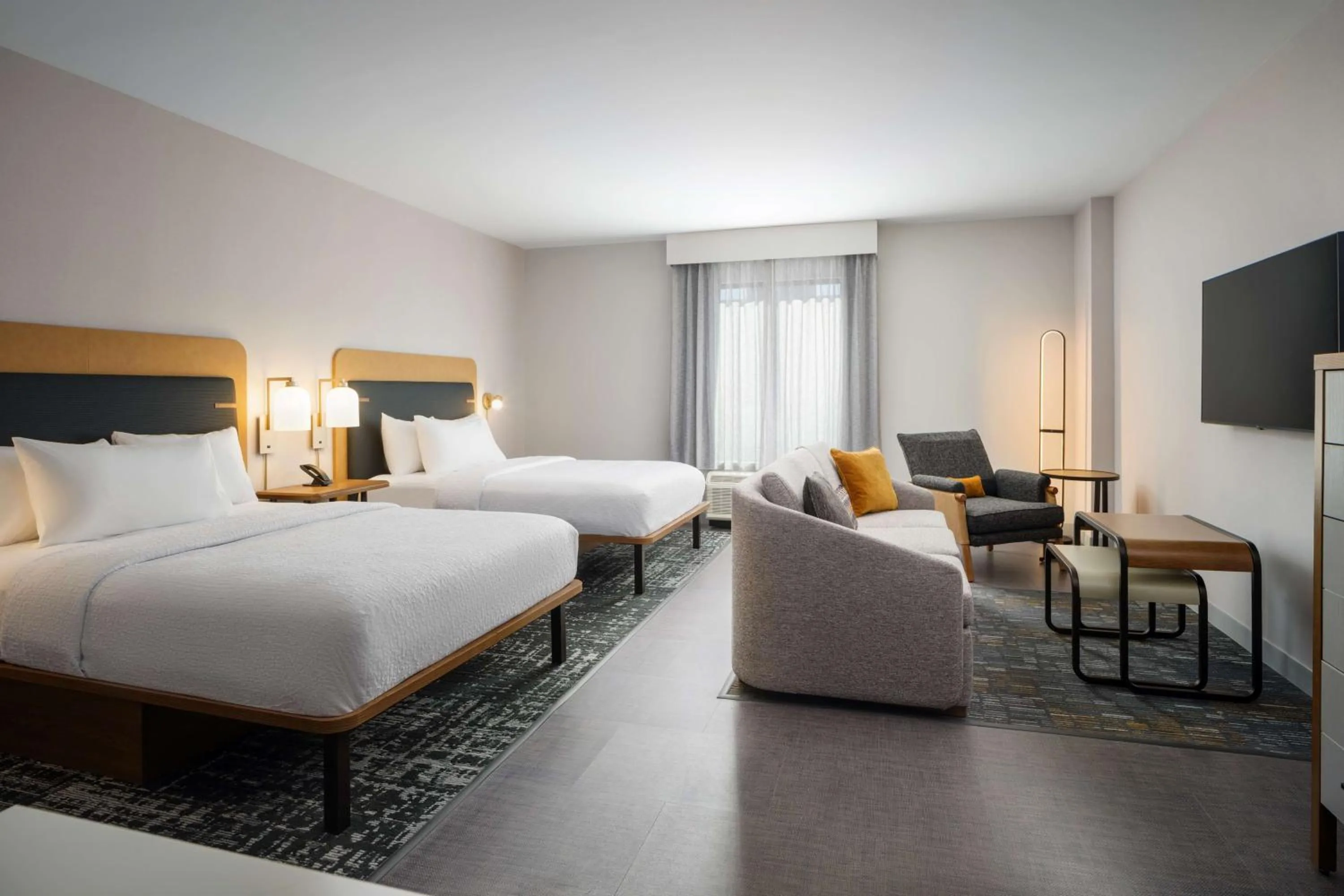 Living room, Bed in Homewood Suites By Hilton Raleigh Downtown