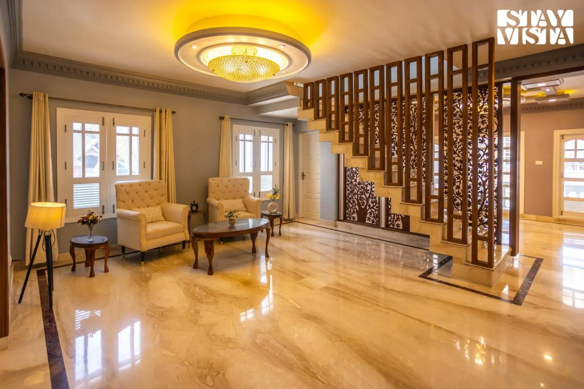 Living room in StayVista at Midsummer Moon - Mountain View with Courtyard