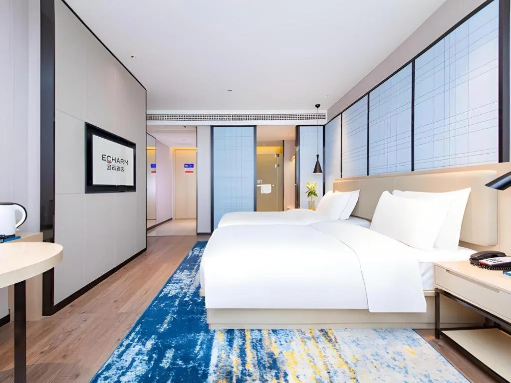 Bed in Echarm Hotel Wuhan Hankou Railway Station Zhuyeshan Metro Station