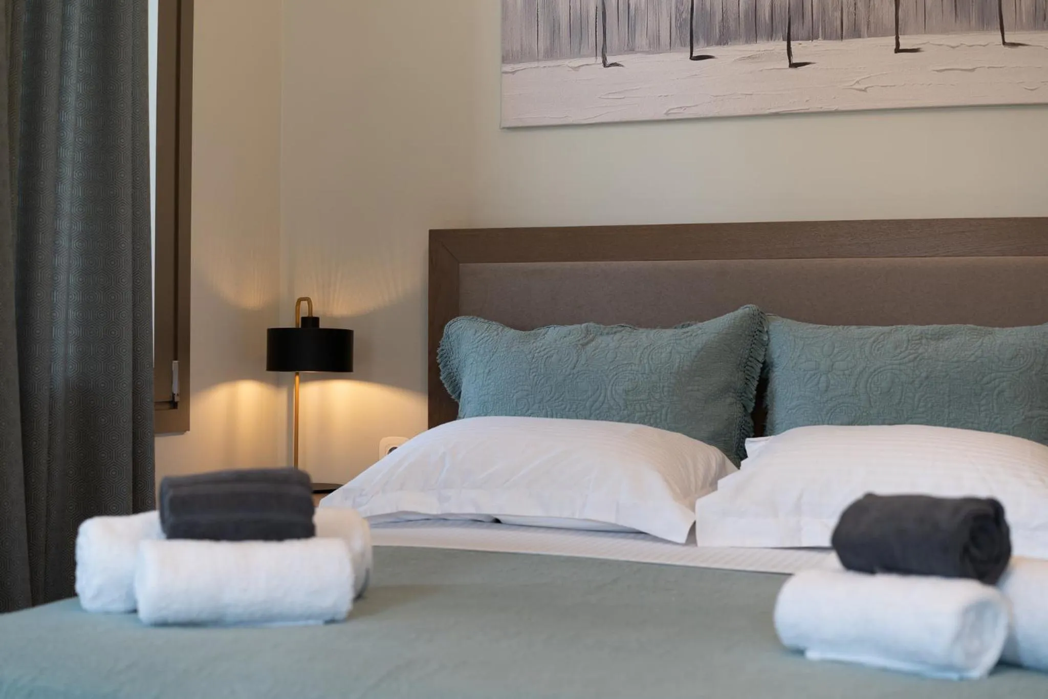 Bed in Akti Vigla Apartments