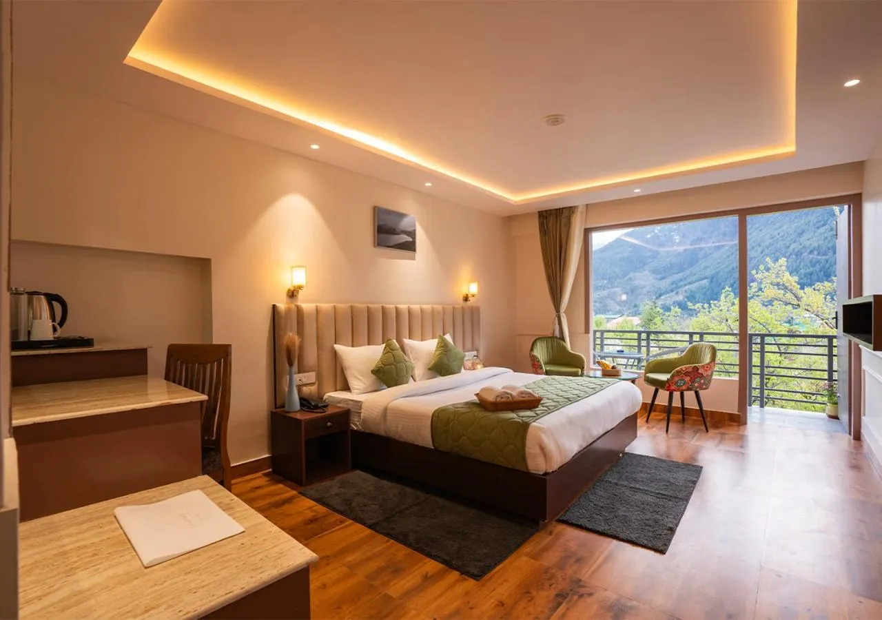 Photo of the whole room, Bed in Moustache Manali