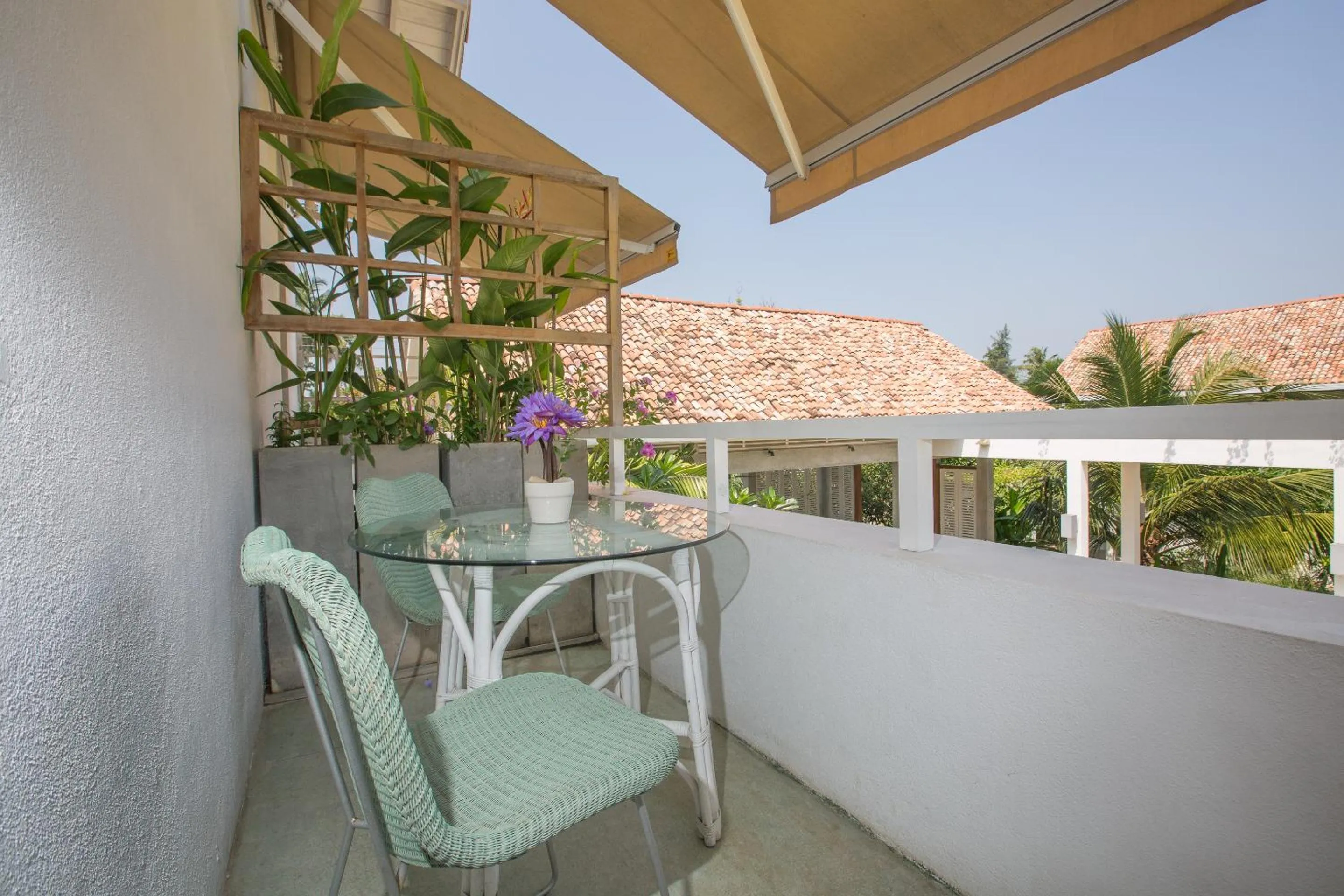 Patio in Sri Sharavi Beach Villas & Spa - with 43 metre saltwater infinity pool