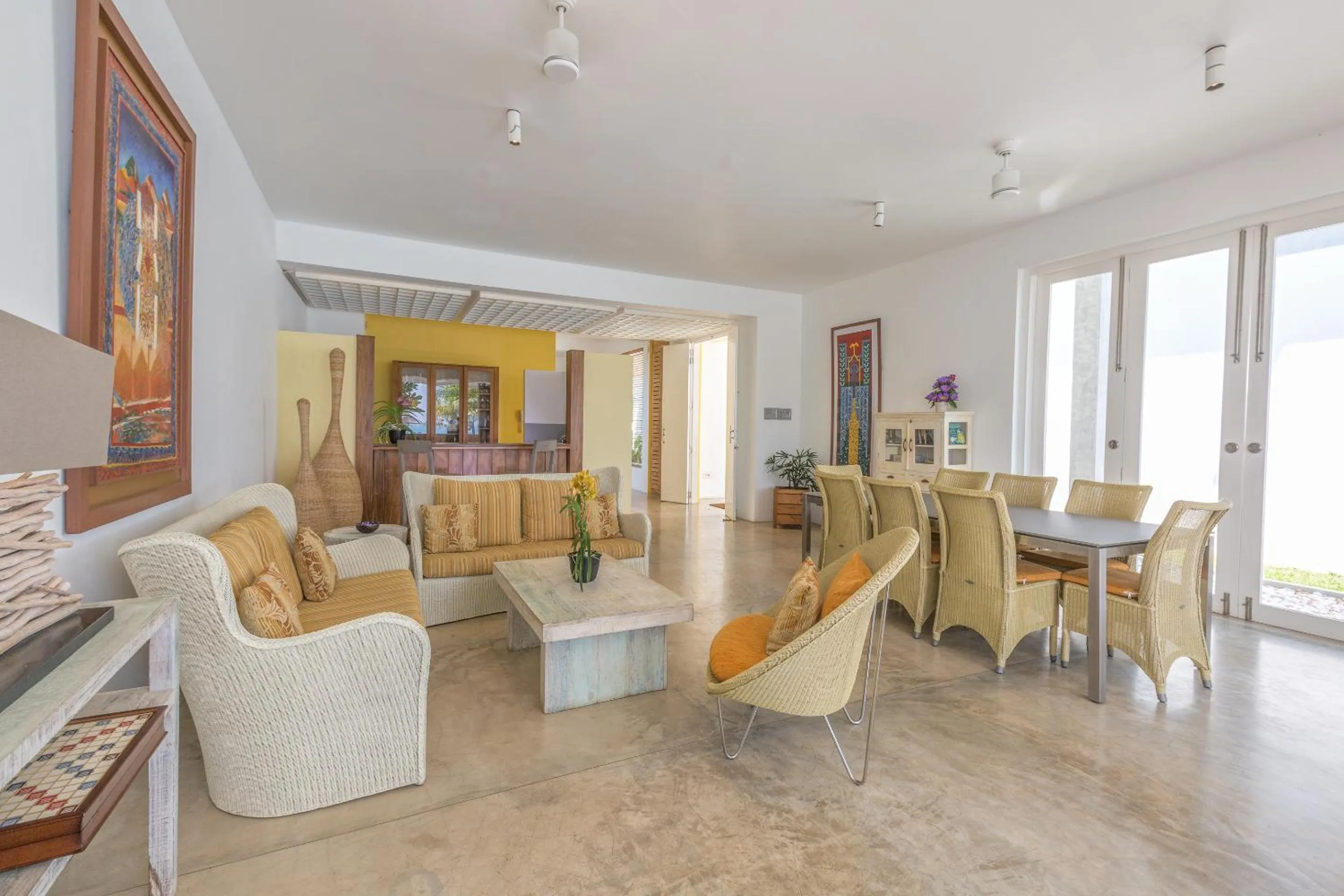 Living room in Sri Sharavi Beach Villas & Spa - with 43 metre saltwater infinity pool