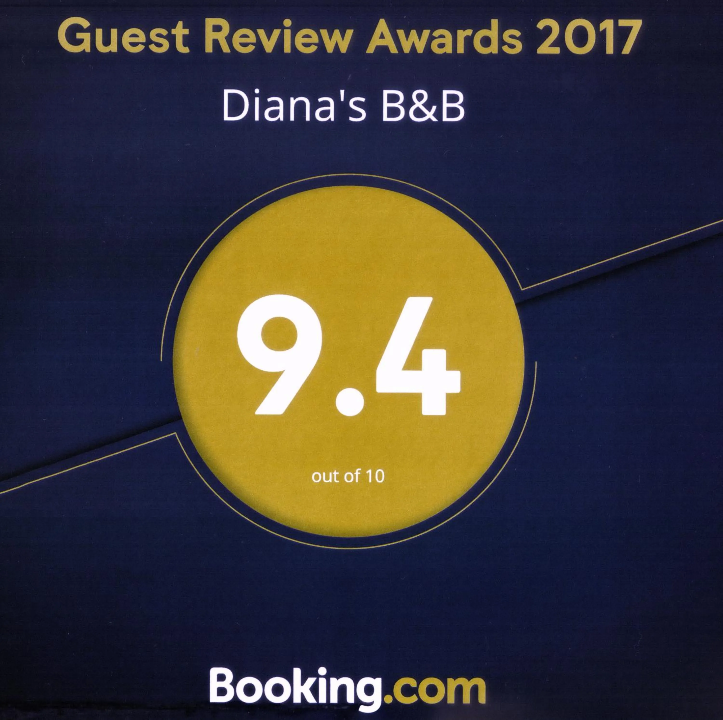 Certificate/Award in Diana's B&B