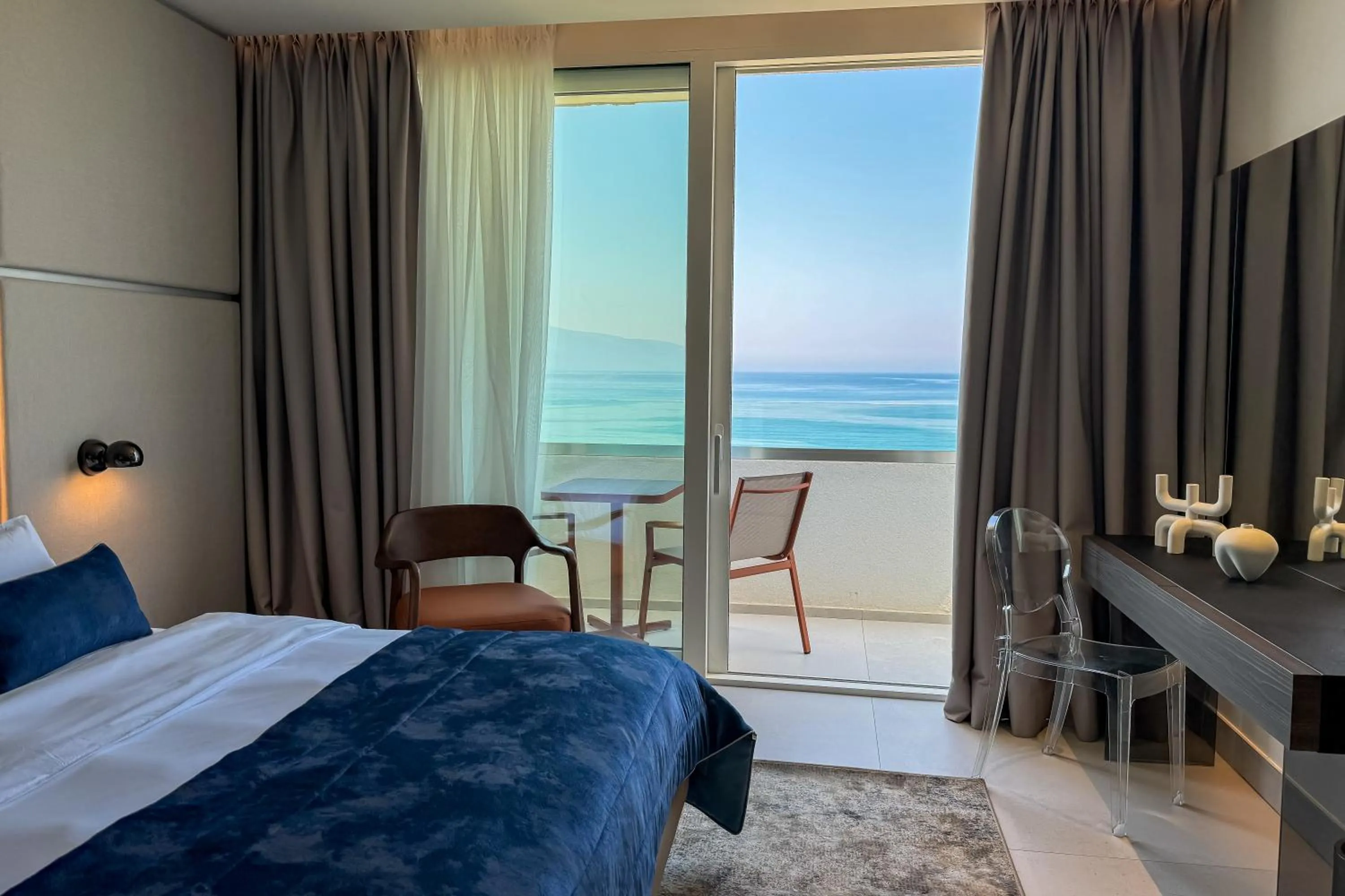 View (from property/room), Bed in Abi's Hotel & SPA Vlore