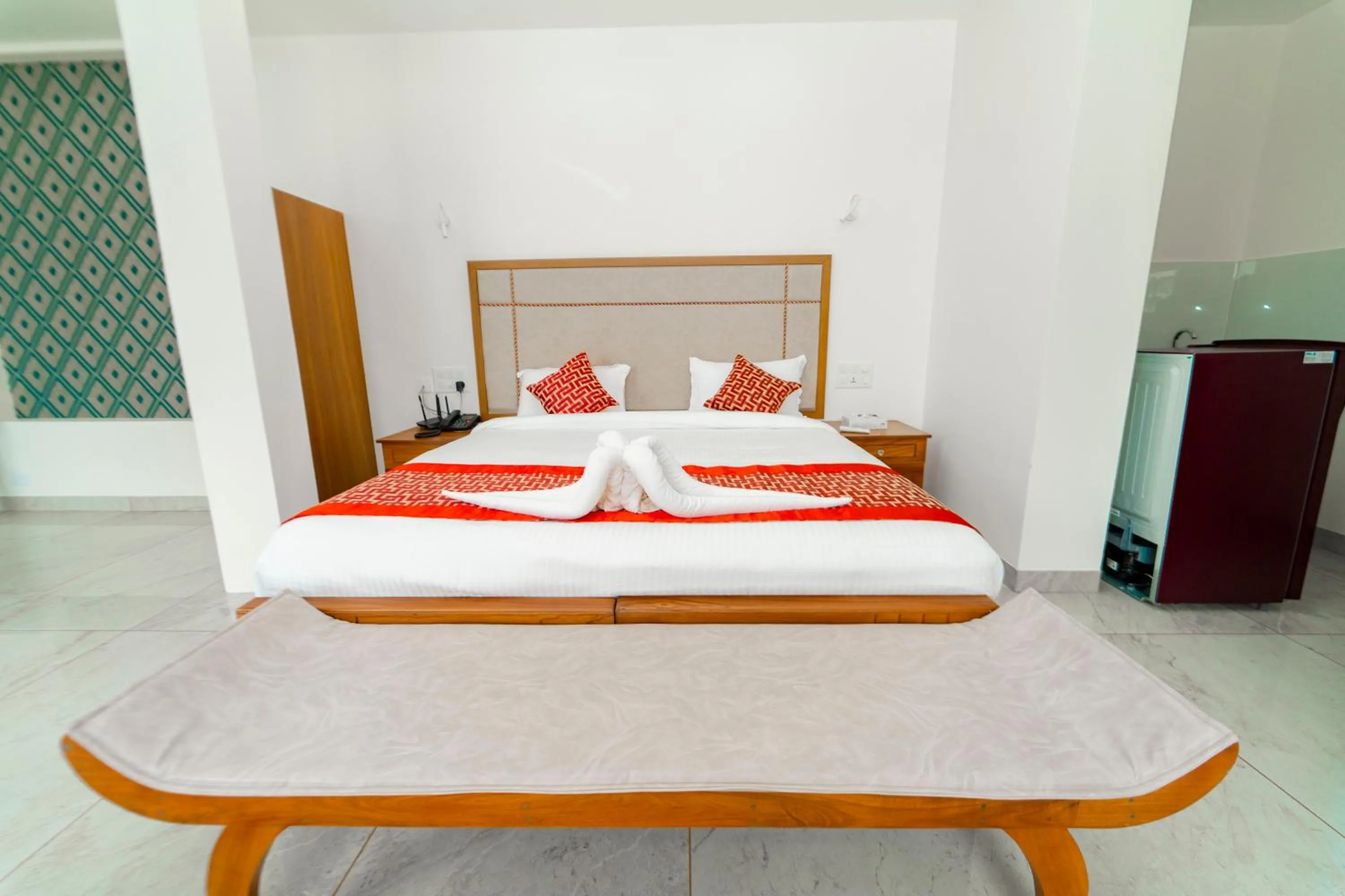 Bed in Skylar Seaview Beach Resort & Ayurveda Varkala