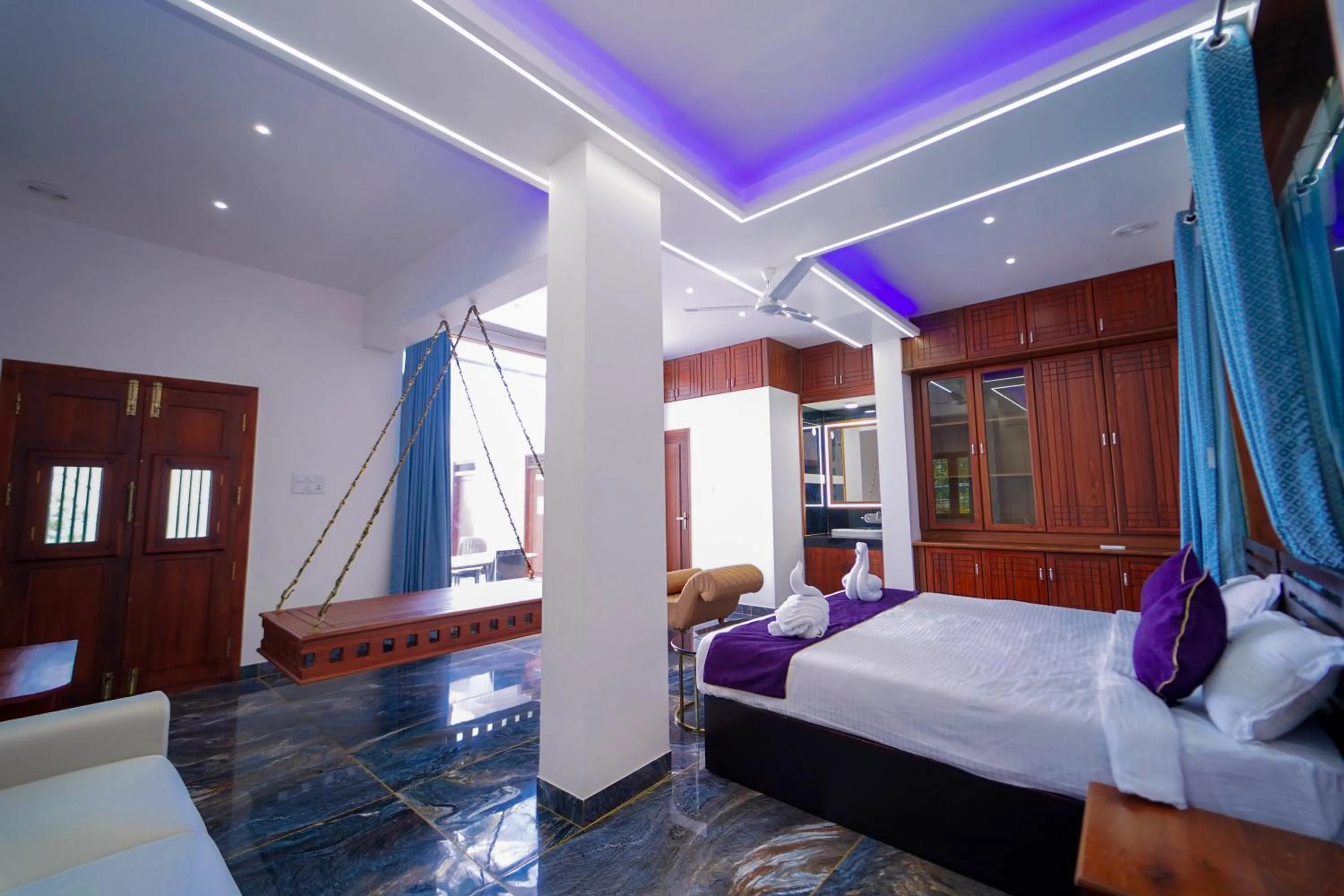 Bed in Skylar Seaview Beach Resort & Ayurveda Varkala