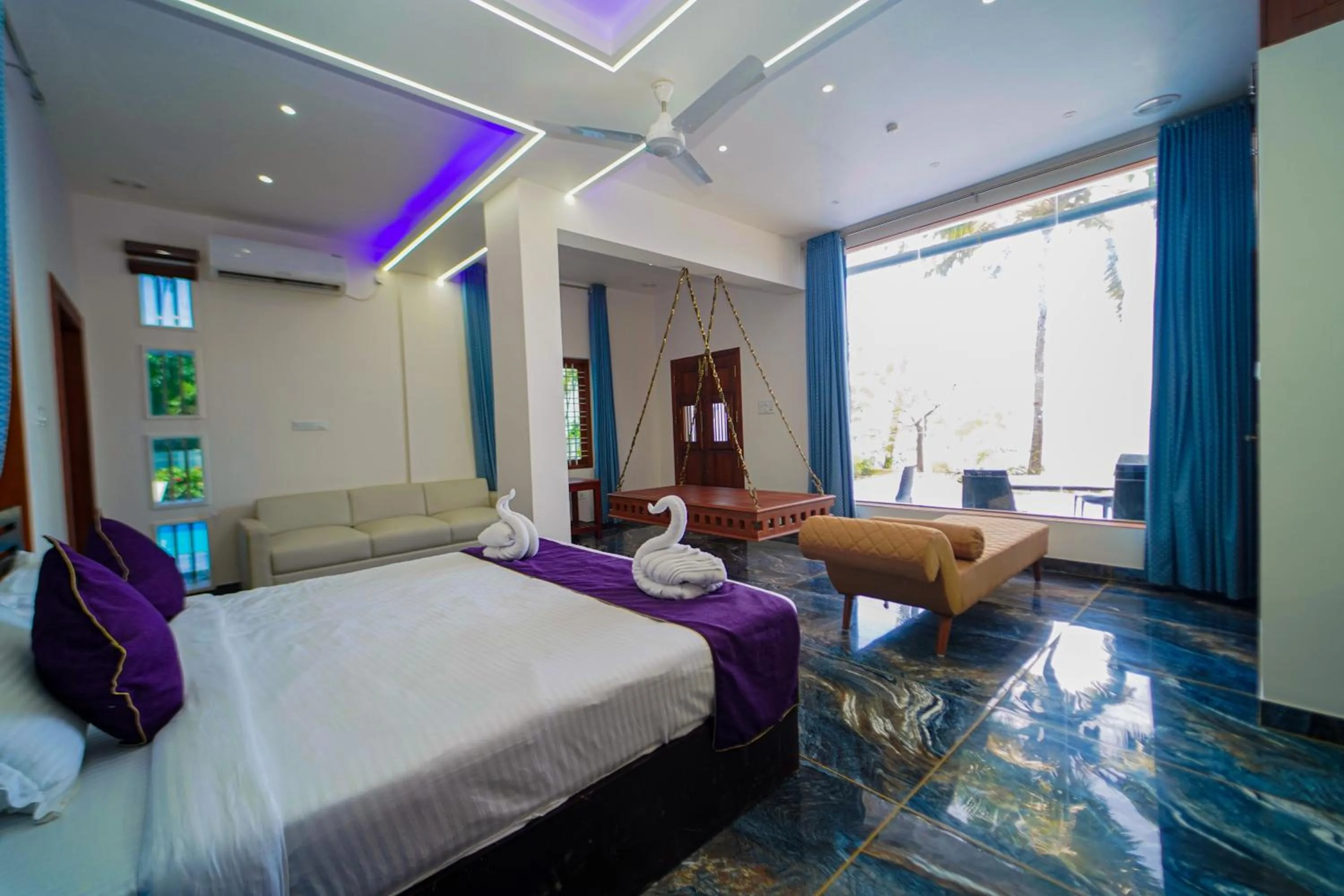 Bed in Skylar Seaview Beach Resort & Ayurveda Varkala