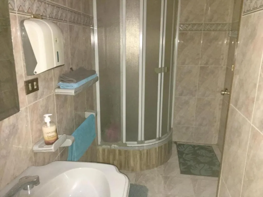 Shower in One bedroom apartment city views local to Airport