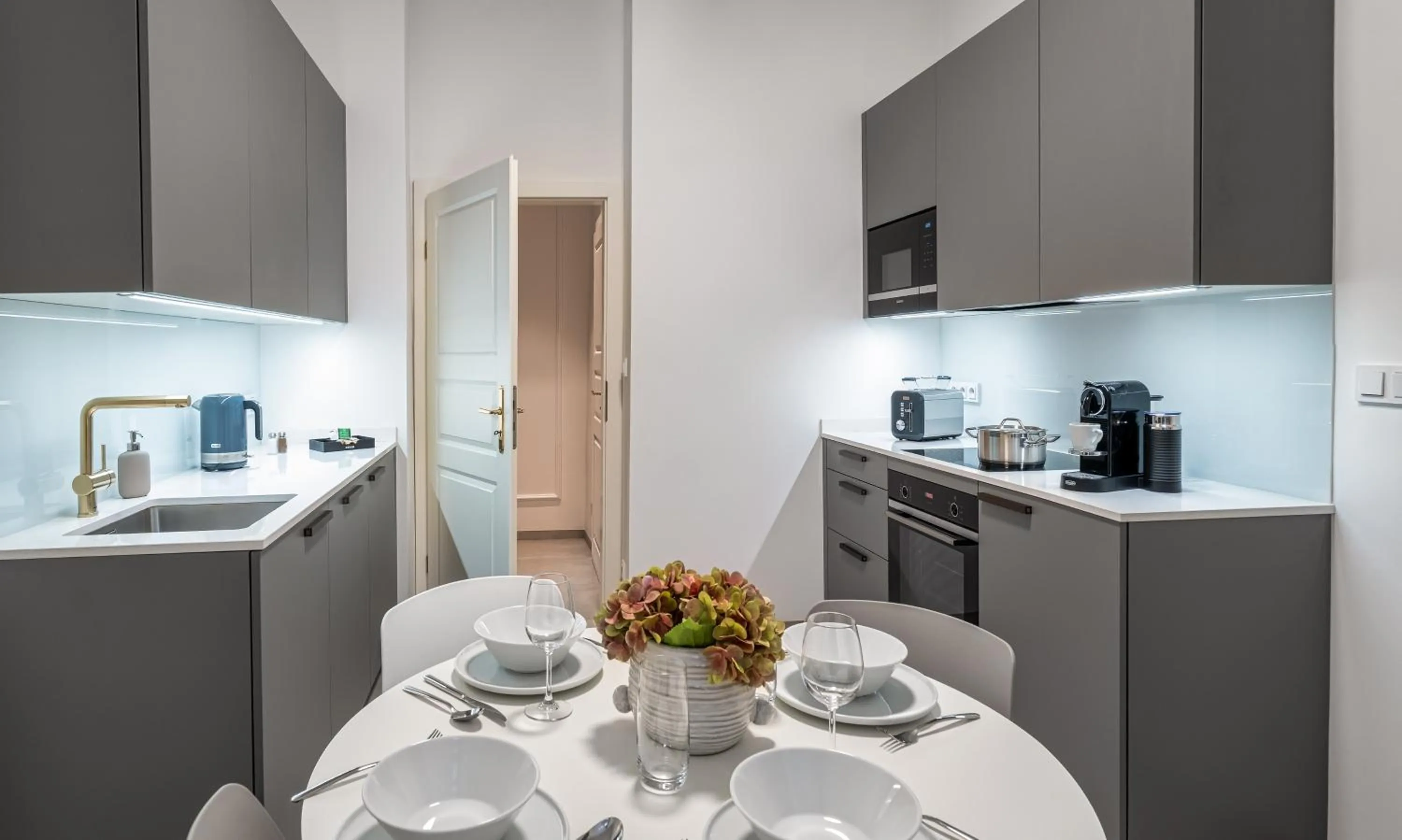 kitchen in River Dance Suites by Adrez