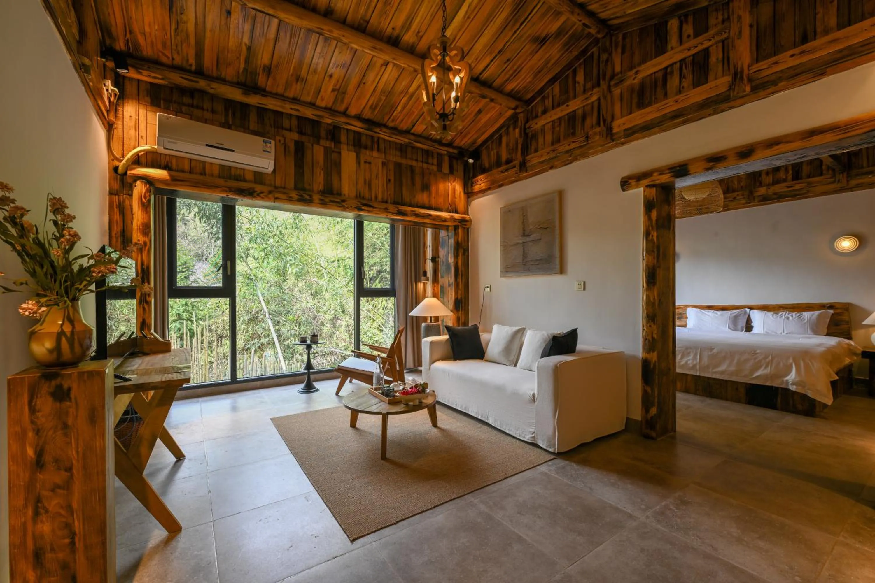 Living room, Bed in No.5 Valley Lodge