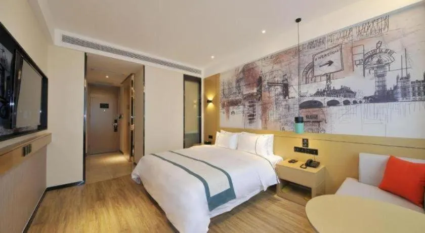 Bed in City Comfort Inn Chengdu Wenjiang University Town Fengxi River Metro Station