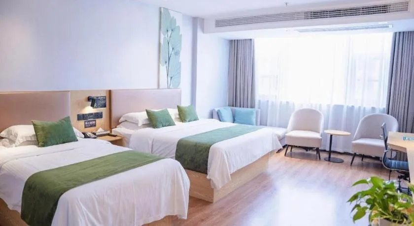 Bed in GreenTree Inn Express Fuzhou Le'an County Government Sijiu Square