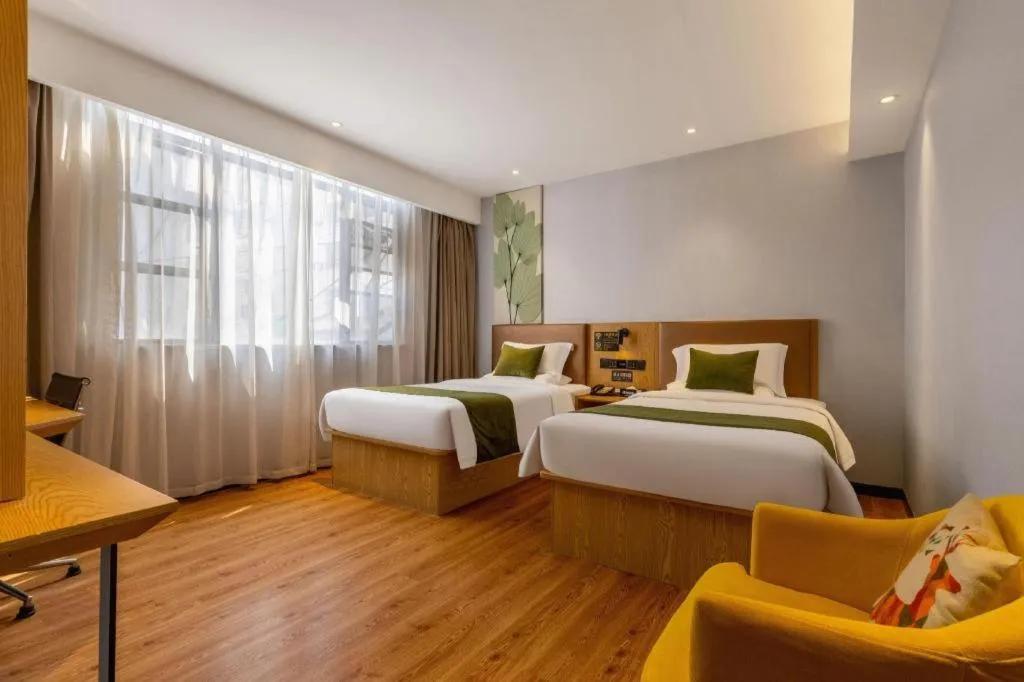 Bed in GreenTree Inn Express Fuzhou Le'an County Government Sijiu Square