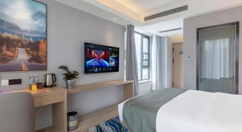 Bed in Gya Hotel Kunming Zijin Center Xiaodongcun Metro Station