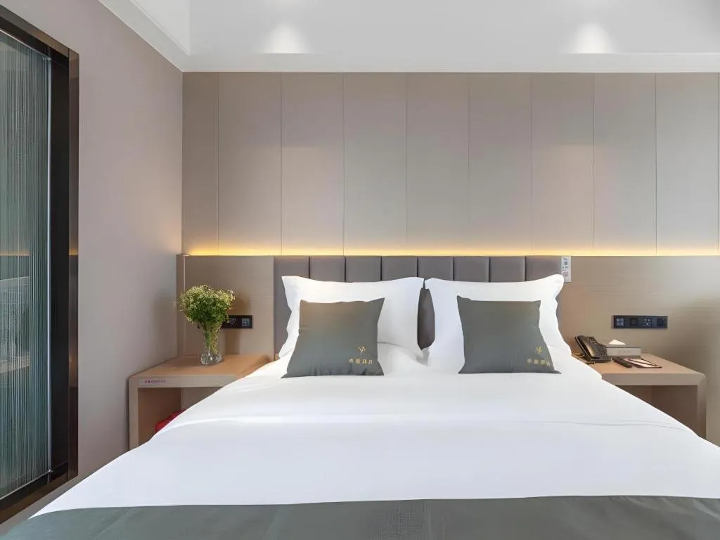 Bed in Gya Hotel Kunming Zijin Center Xiaodongcun Metro Station