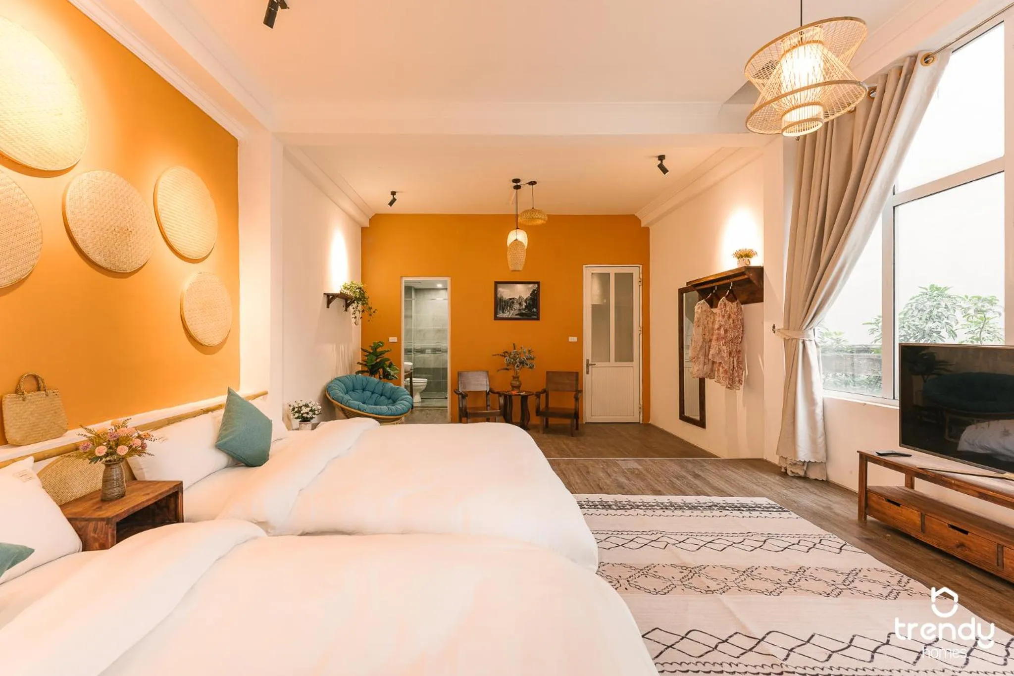 Living room, Bed in OH Trendy homes Hoan Kiem PNL1