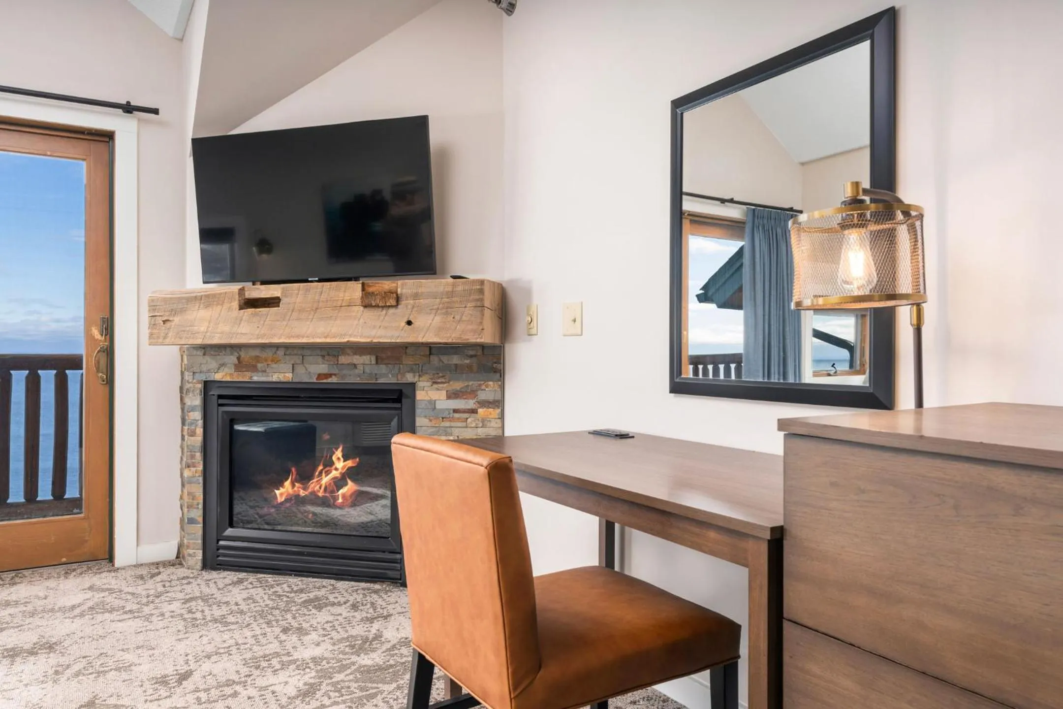 fireplace in Grand Superior Lodge