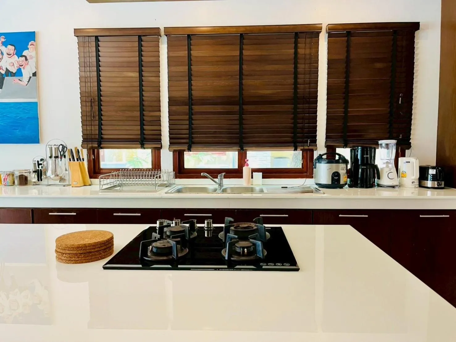 Kitchen or kitchenette in Amatapura Beachfront Villa 12, SHA Certified