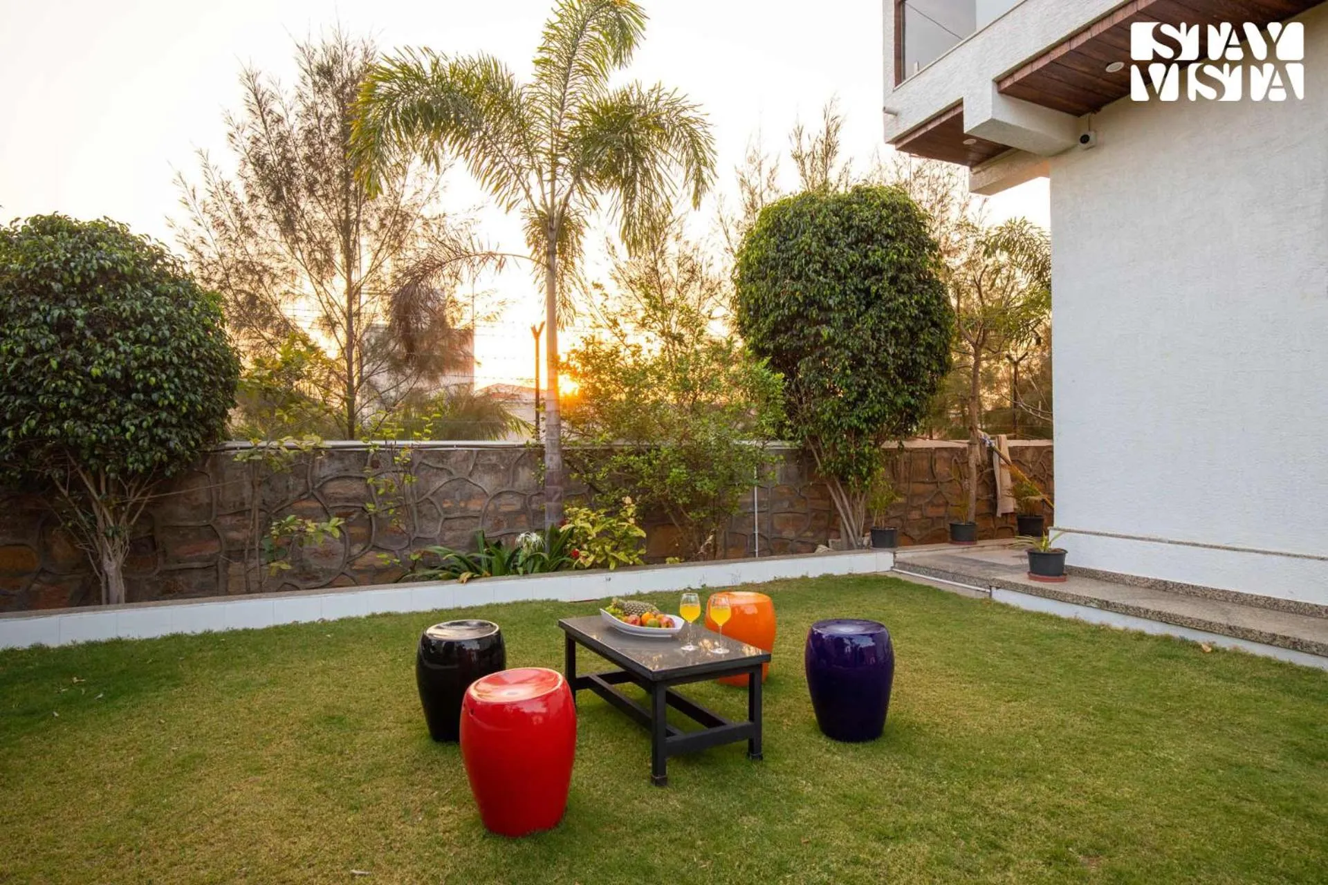 Garden in StayVista's Bella Dream - Mountain-View with Outdoor Pool, Lawn featuring a Gazebo & Indoor Games