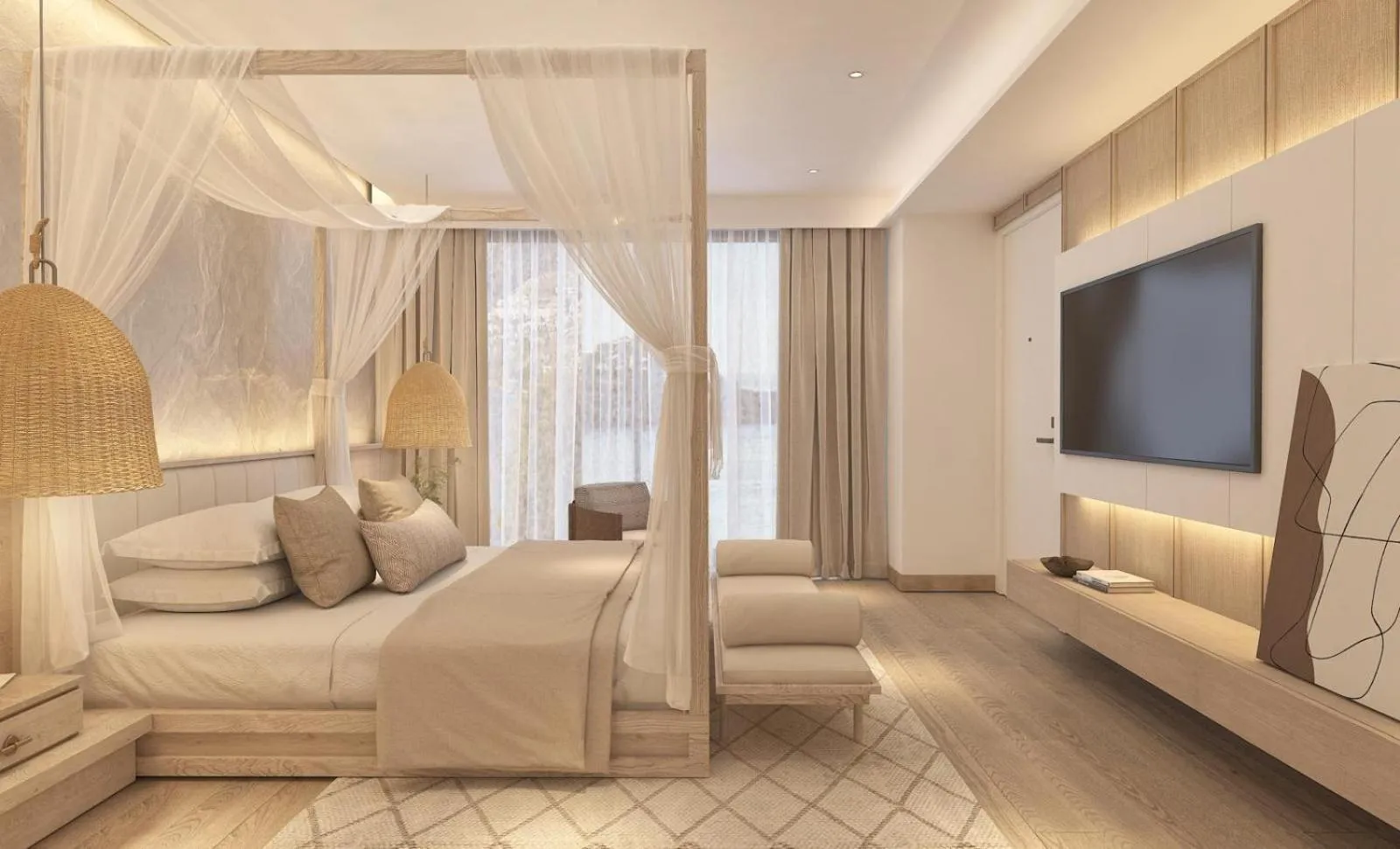 Bed in Ruins Luxury Resort - Adults Only