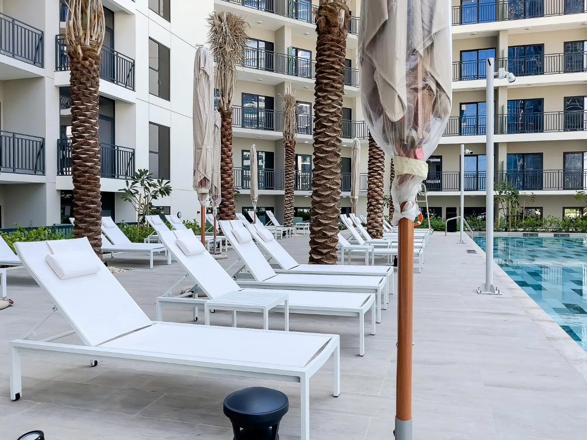 Swimming pool in Zada Tower 1BR with amazing Dubai Canal view