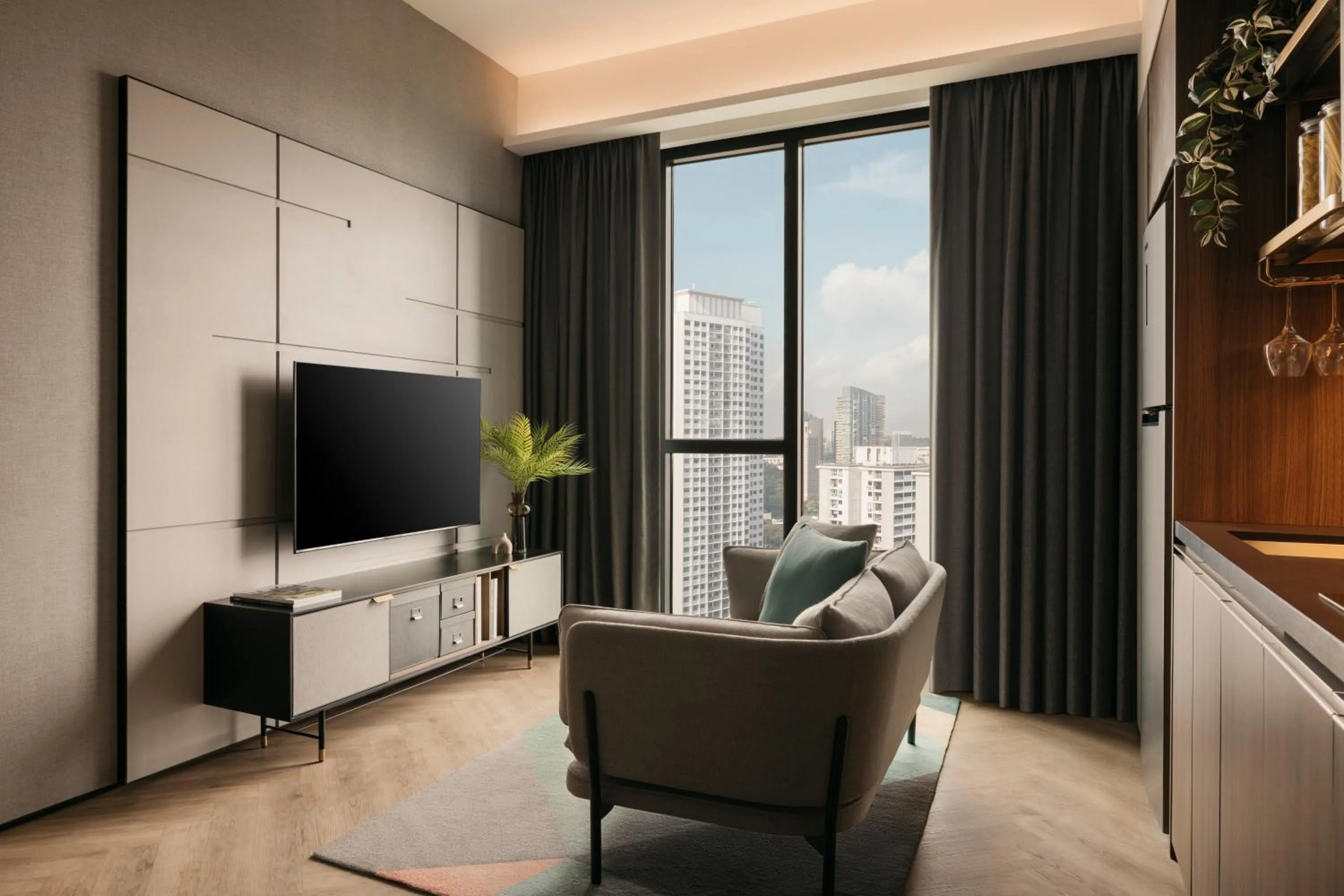Living room in Quincy House Singapore by Far East Hospitality