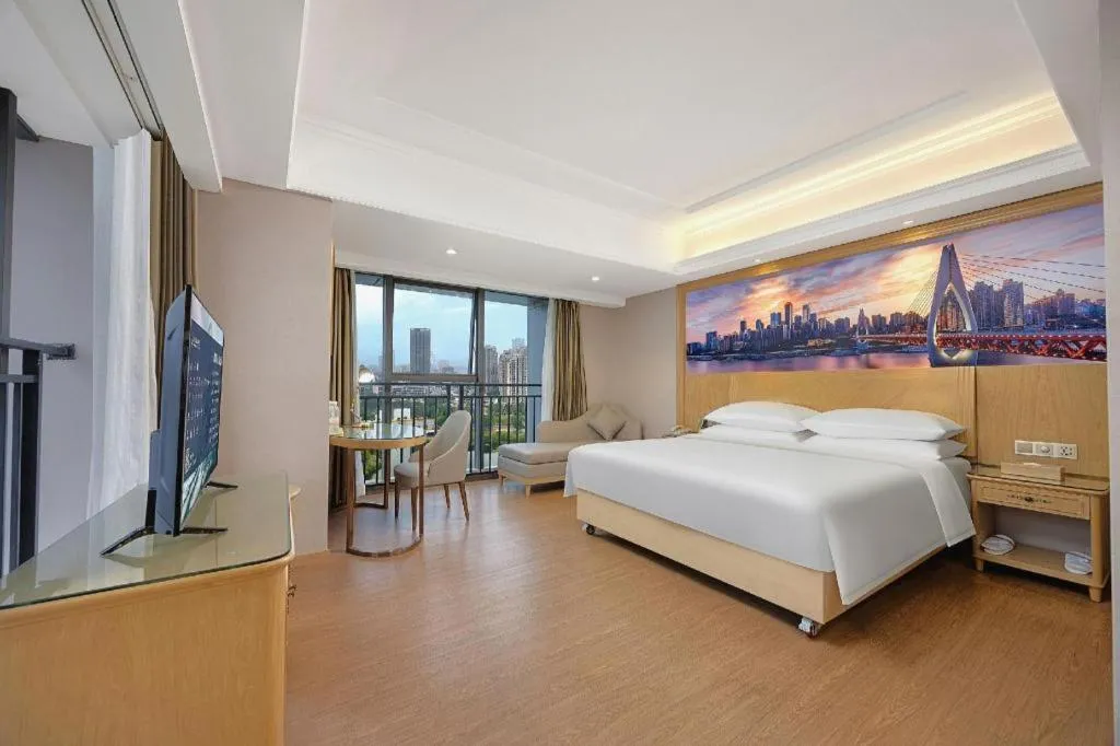 Bed in Vienna Hotel Chongqing Yongchuan High-Speed Railway Station Xinglong Lake