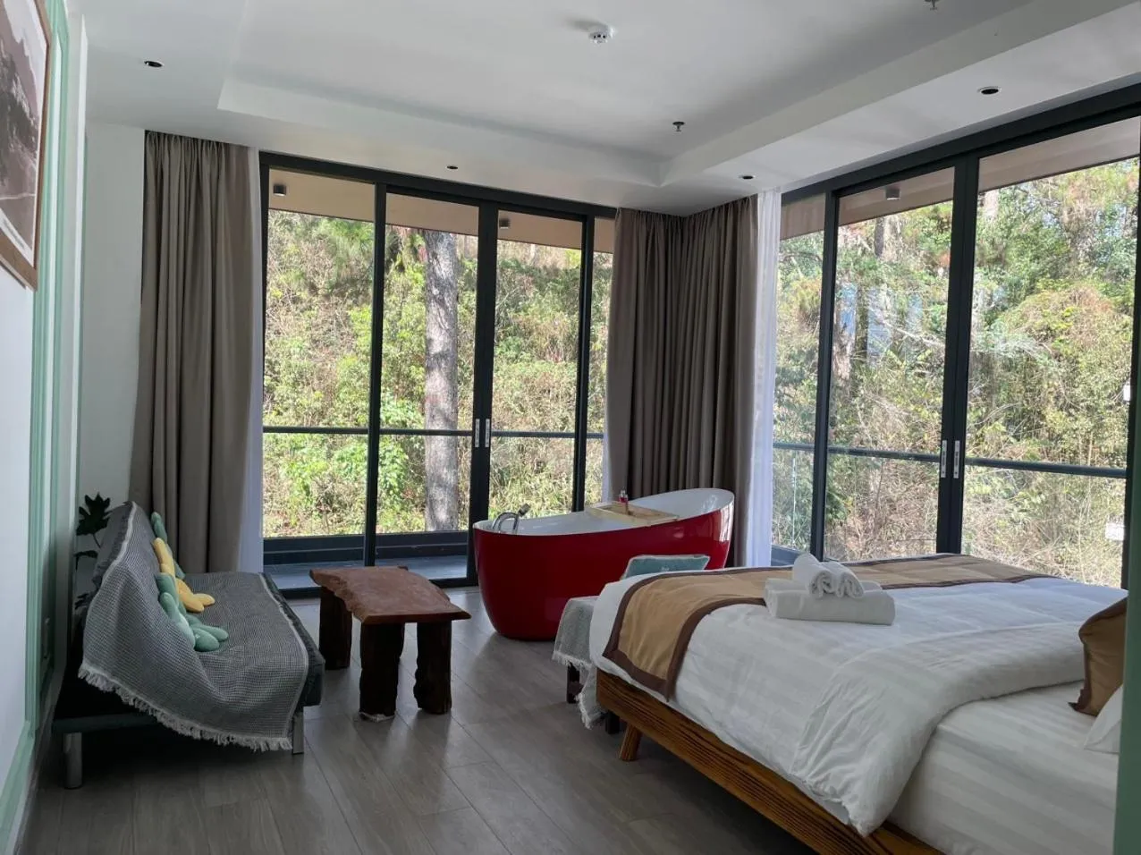 View (from property/room), Bed in LHASA HOTEL - Central hotel in Dalat