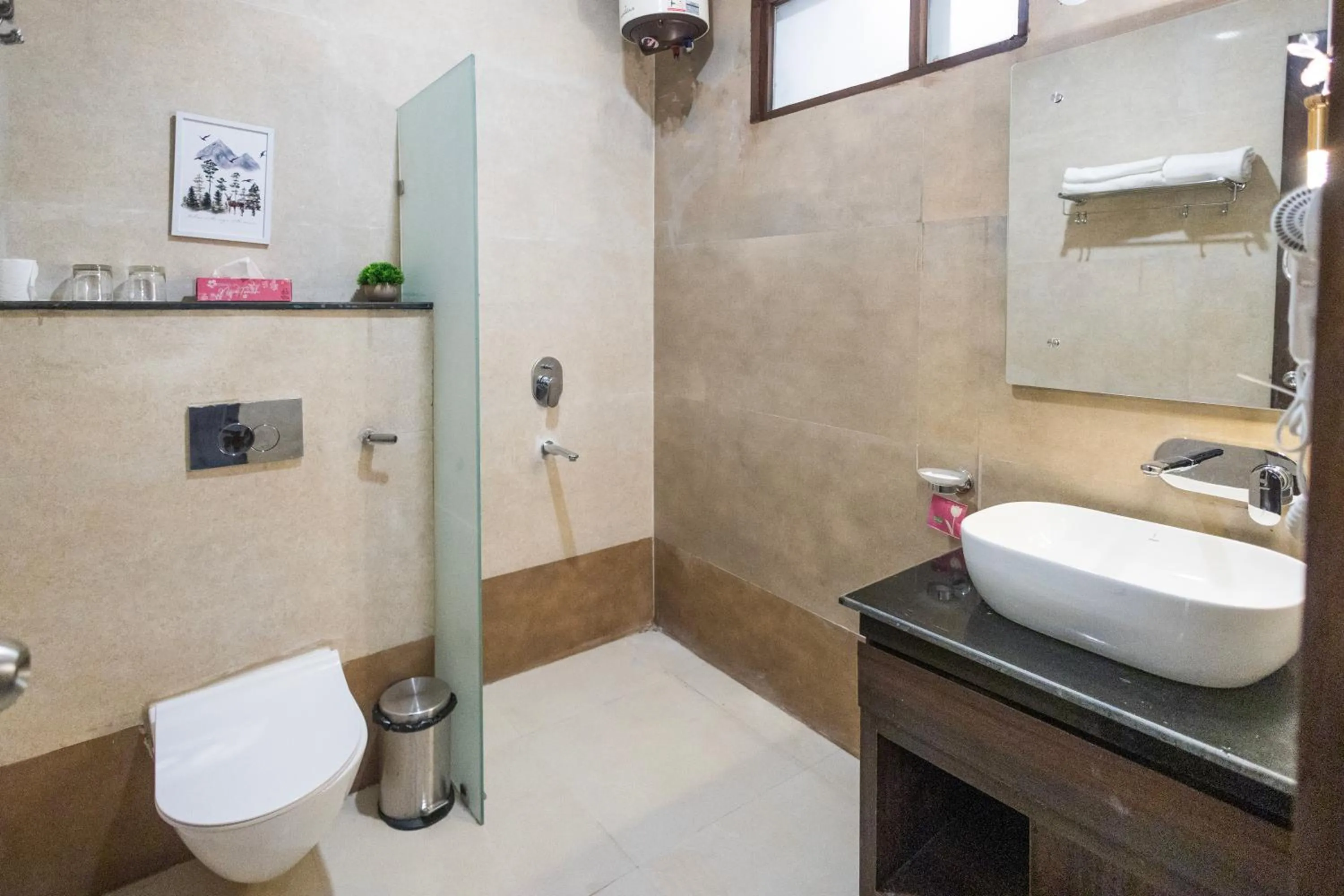 Toilet in Stone Wood Hotel, Rishikesh