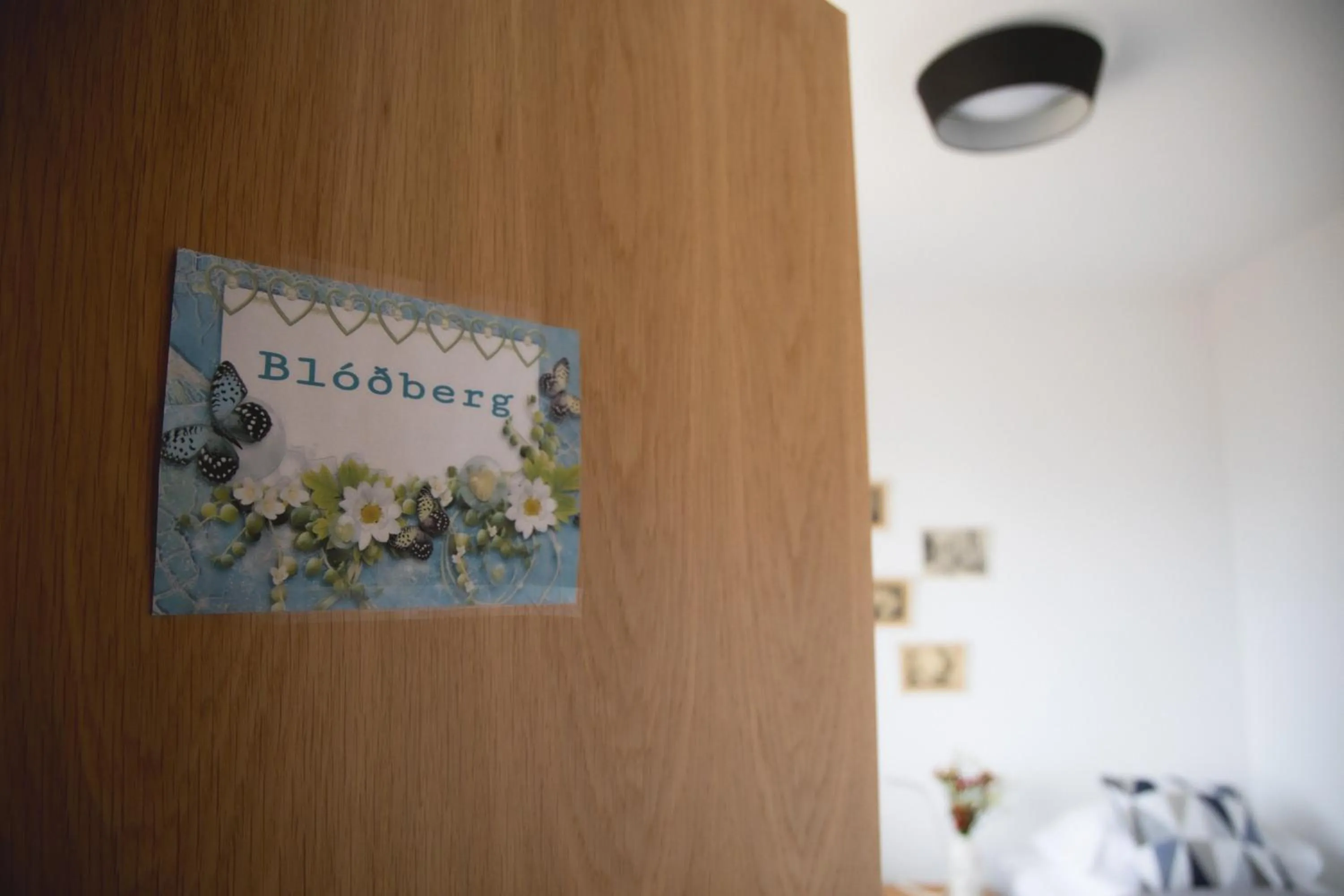 Text overlay in Setrið Guesthouse