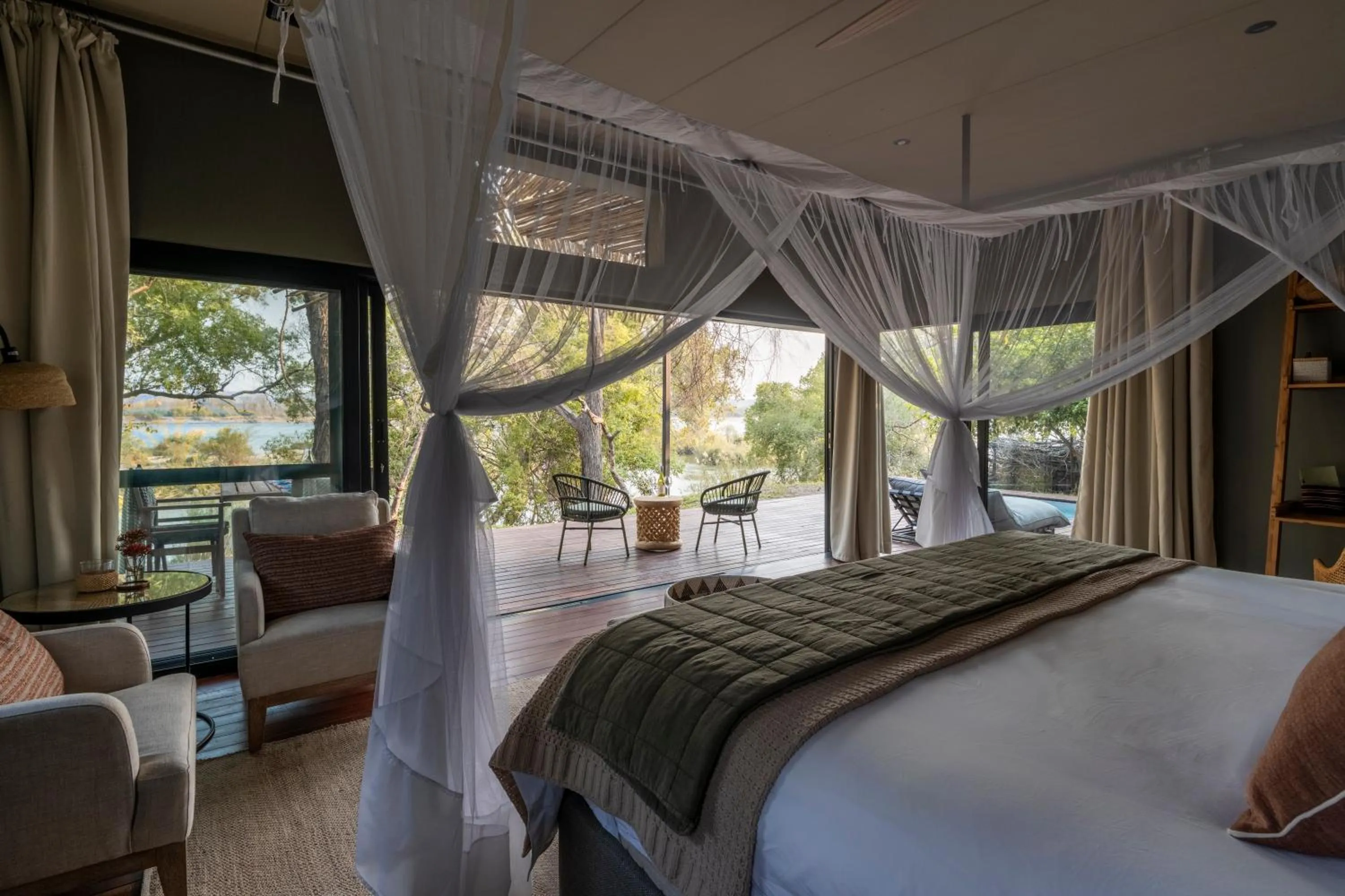 Bed in Zambezi Dusk River Facing-all inclusive-Luxury Accommodation