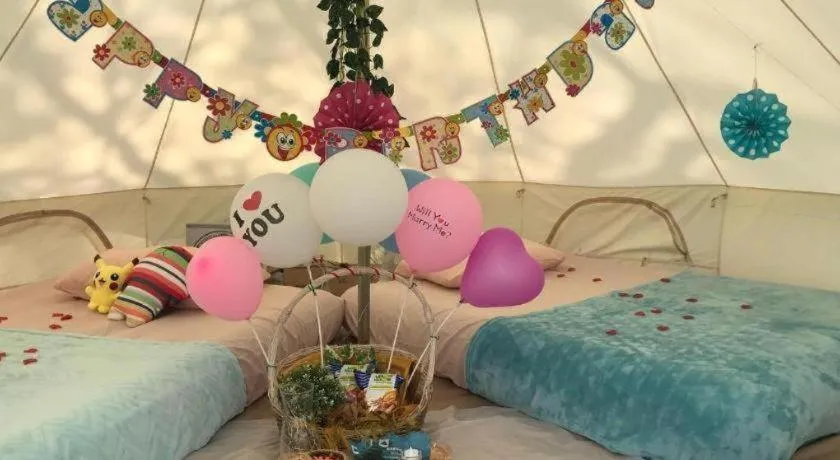 Bed in Glamping kaki singapore-Standard medium bell tent