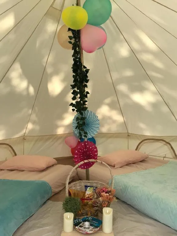 Bed in Glamping kaki singapore-Standard medium bell tent