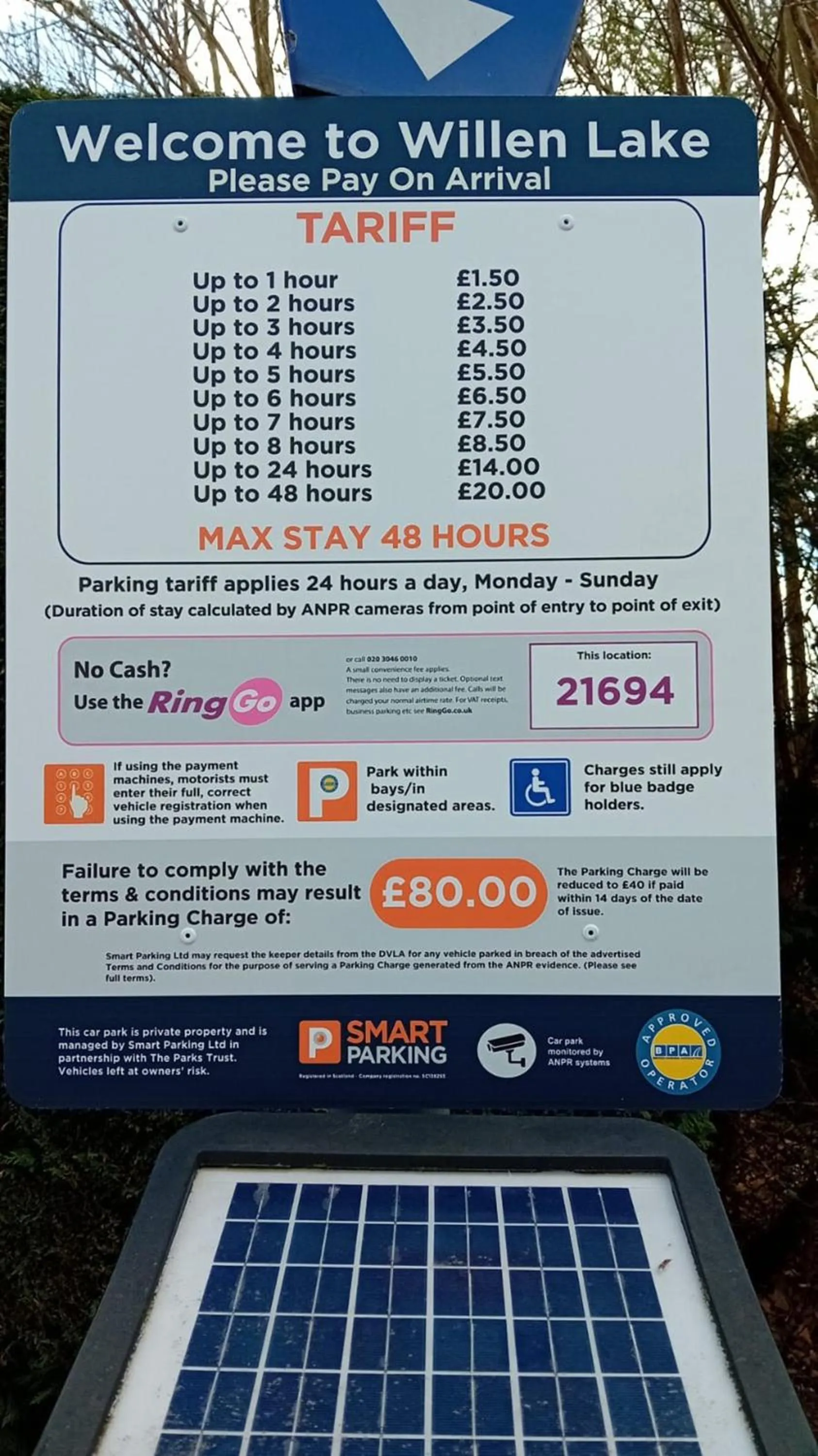 Parking in The Willen Lodge Hotel