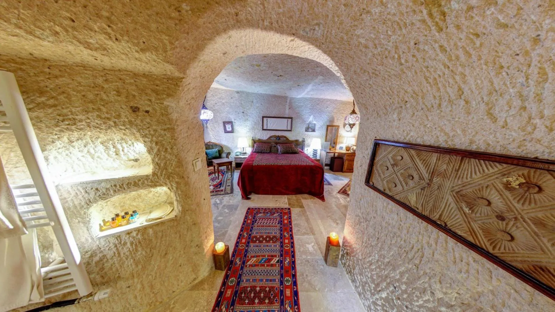 Bedroom, Bed in Turkish Cave House