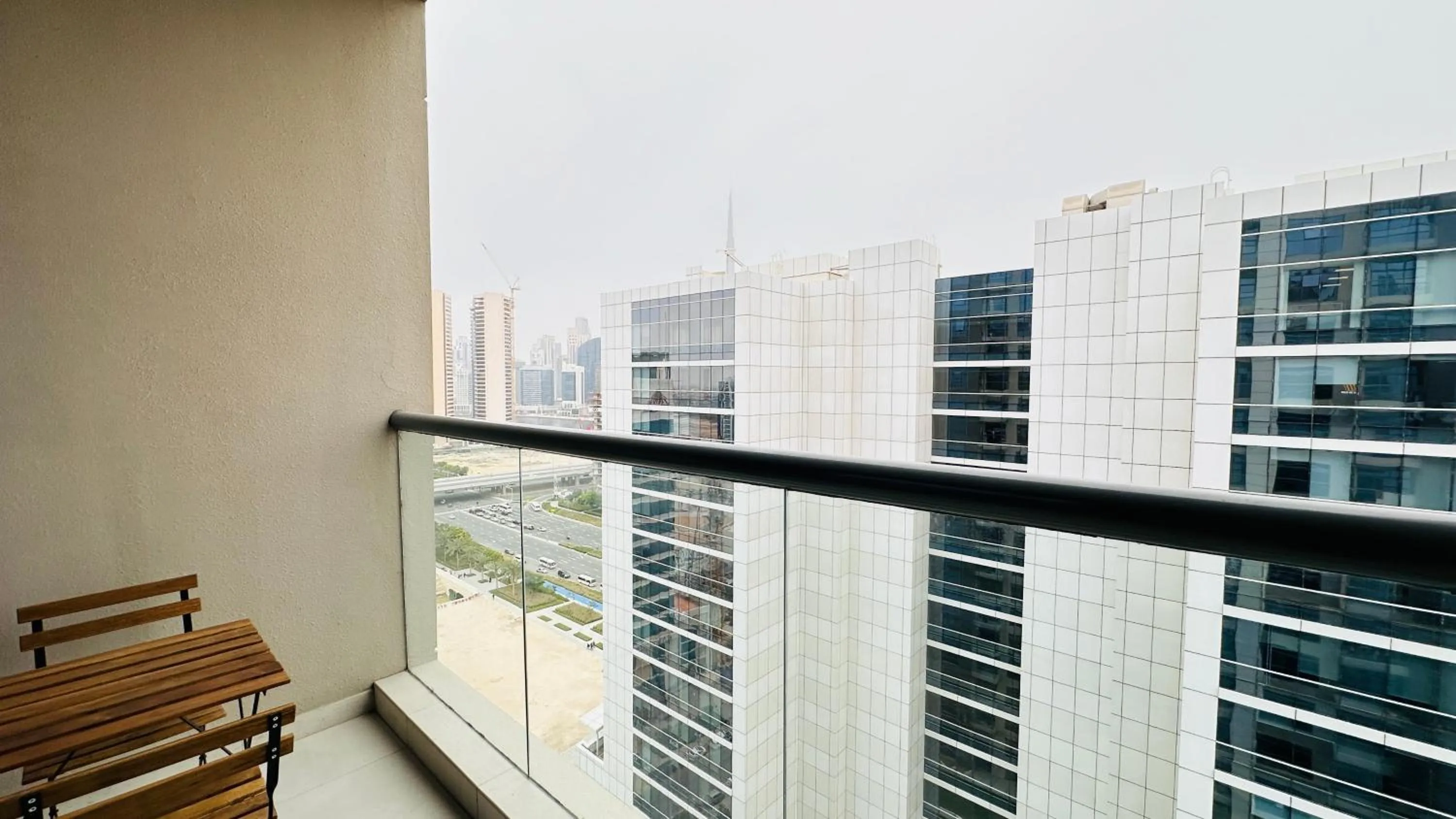 Balcony/Terrace in Upscale Studio Apartment Burj View with Balcony Free Parking by Belvilla