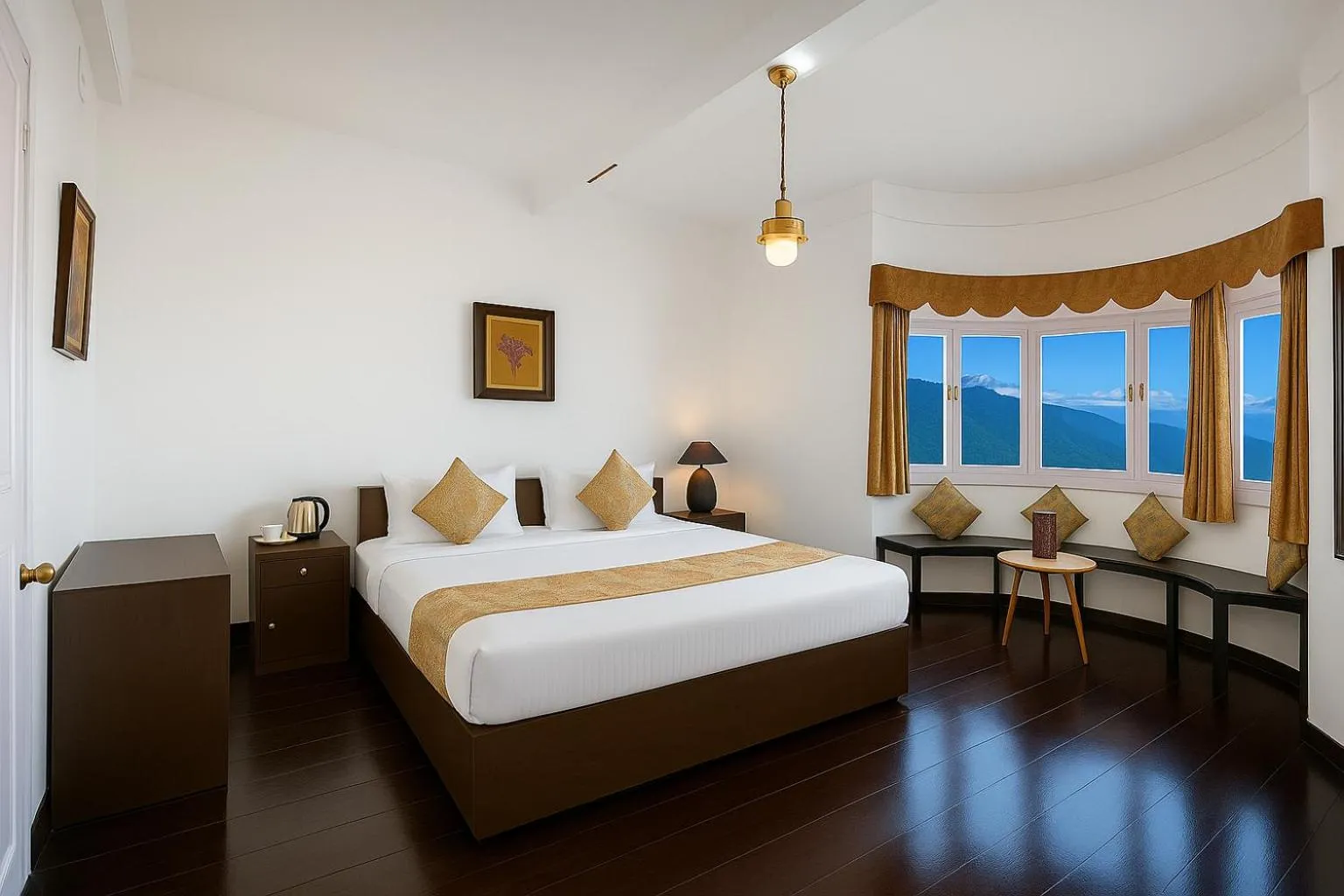 View (from property/room), Bed in Central Gleneagles Heritage Resort Former Bungalow of Ex-TATA Chairman Russi Mody The Mall Road Darjeeling